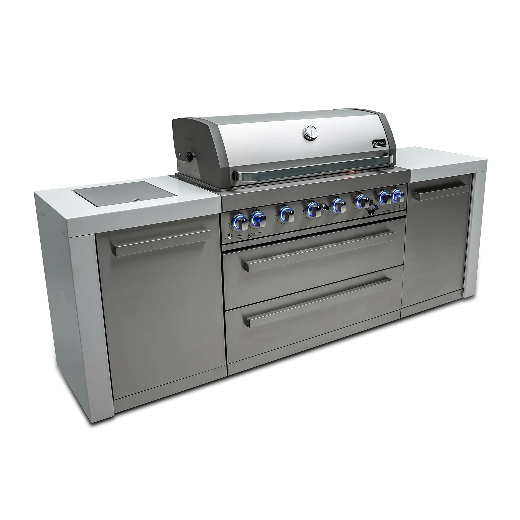Deluxe 6-Burner with Granite Surface Stainless Steel Propane Gas BBQ Island Grill - MAi805-D by Mont Alpi - Image 3