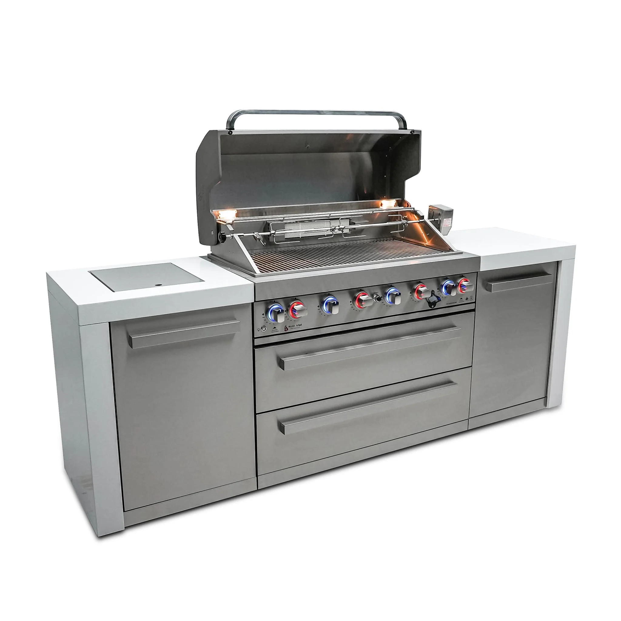 Deluxe 6-Burner with Granite Surface Stainless Steel Propane Gas BBQ Island Grill - MAi805-D by Mont Alpi - Image 4