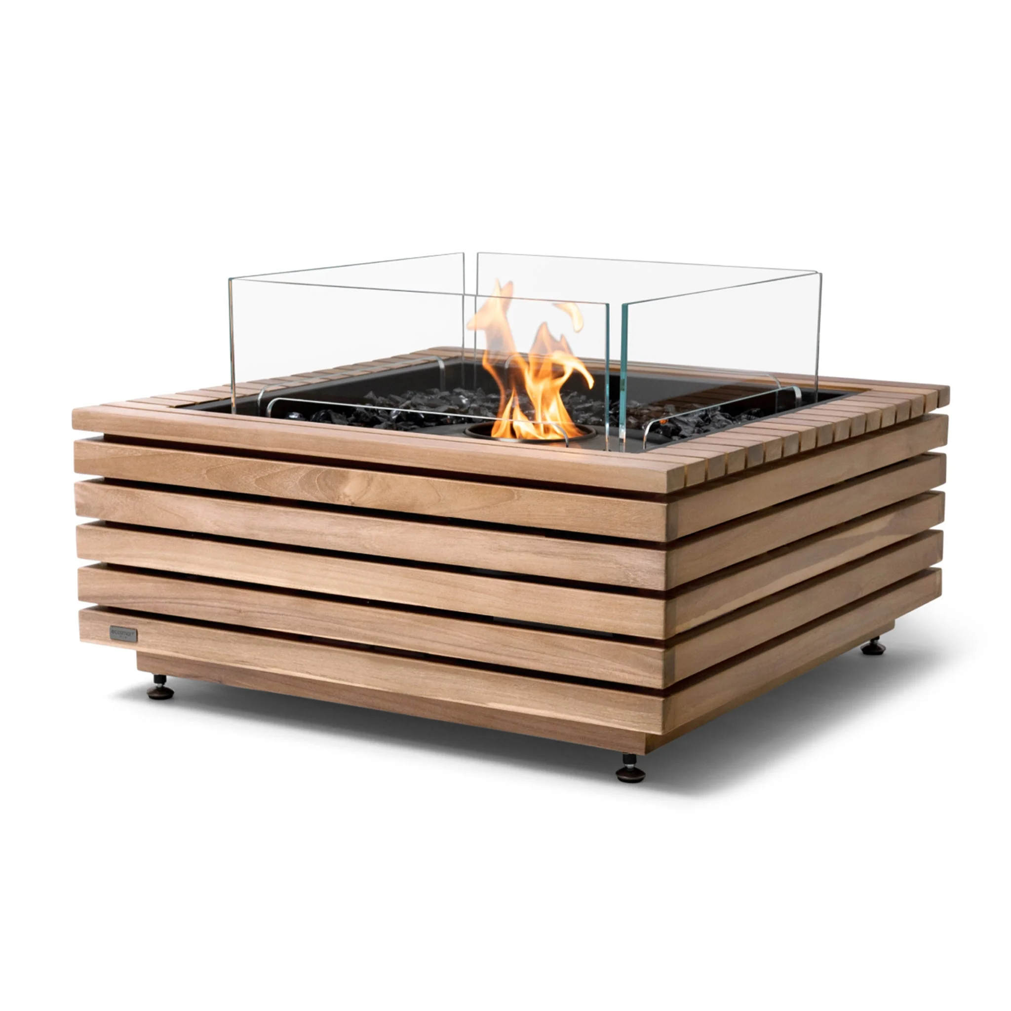 EcoSmart Fire Base 30 Fire Pit Table - Teak - Stainless Steel Gas LP/NG Burner - Image 4