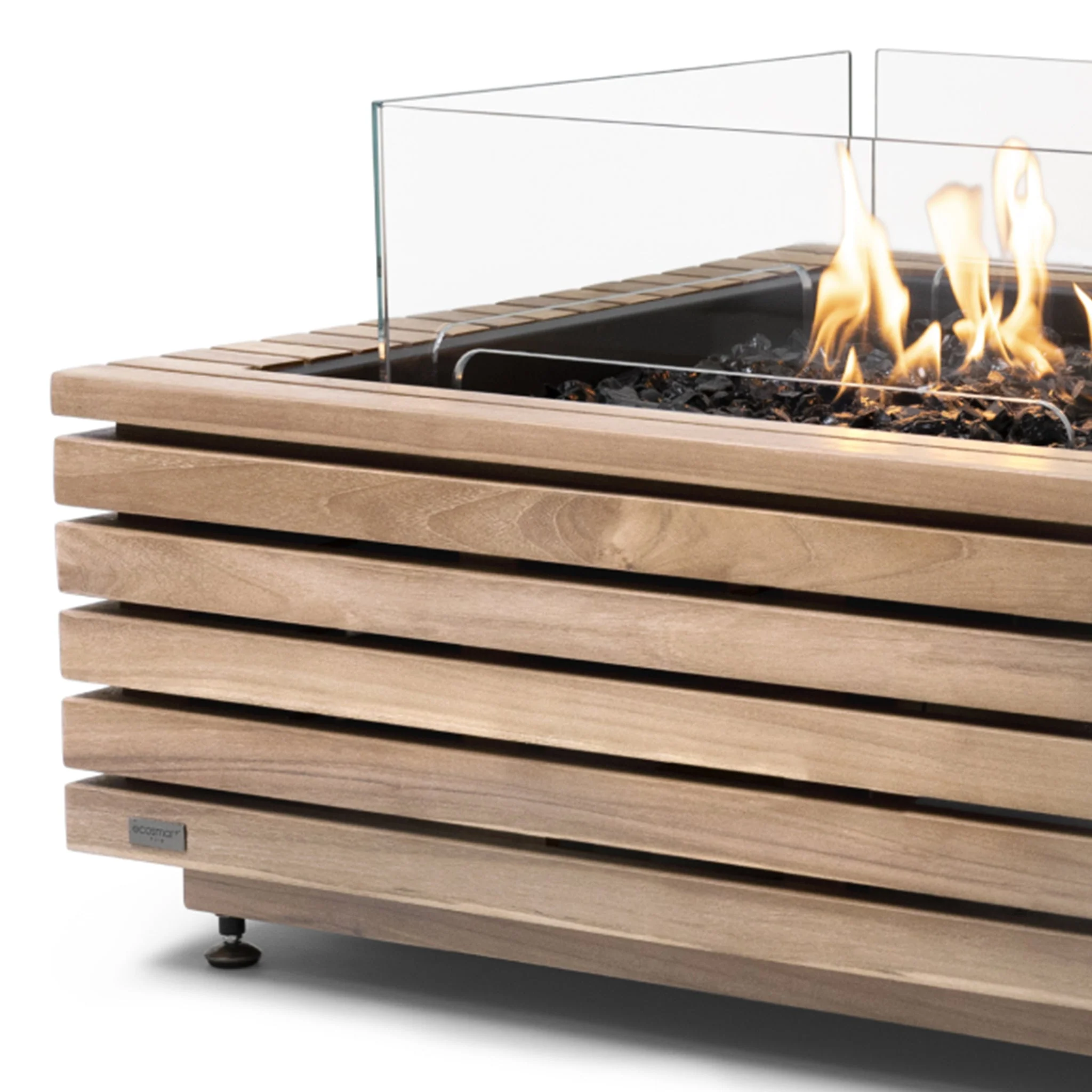 EcoSmart Fire Base 30 Fire Pit Table - Teak - Stainless Steel Gas LP/NG Burner - Image 5