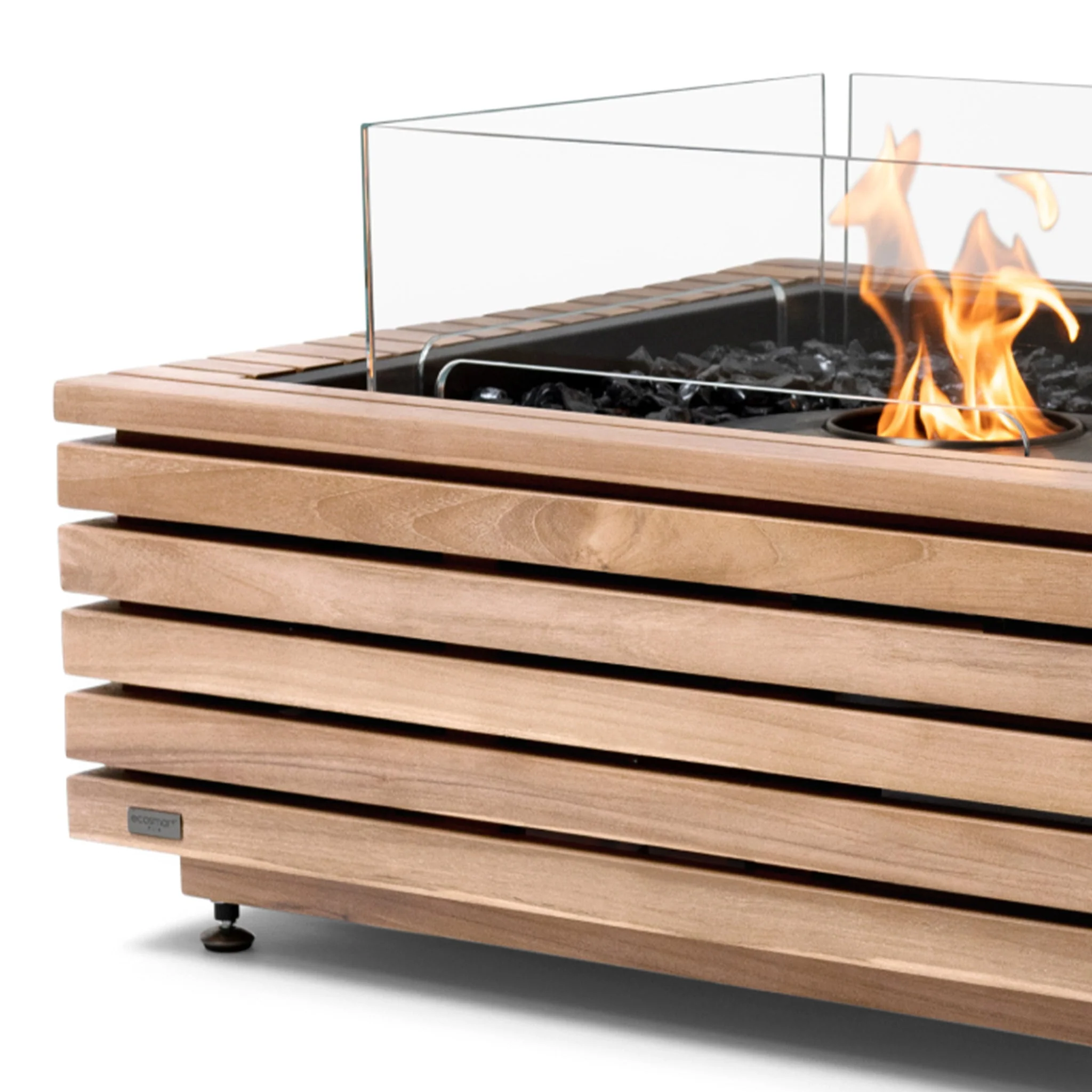 EcoSmart Fire Base 30 Fire Pit Table - Teak - Stainless Steel Gas LP/NG Burner - Image 6
