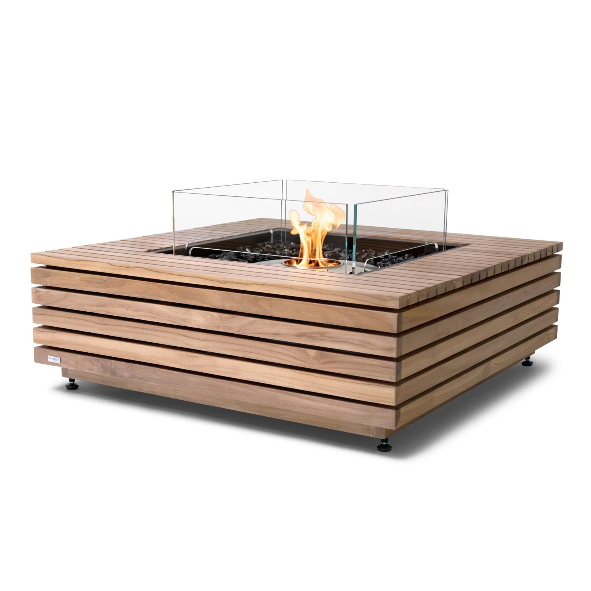 EcoSmart Fire Base 40 Fire Pit Table - Teak - Stainless Steel Ethanol Burner - Image 3