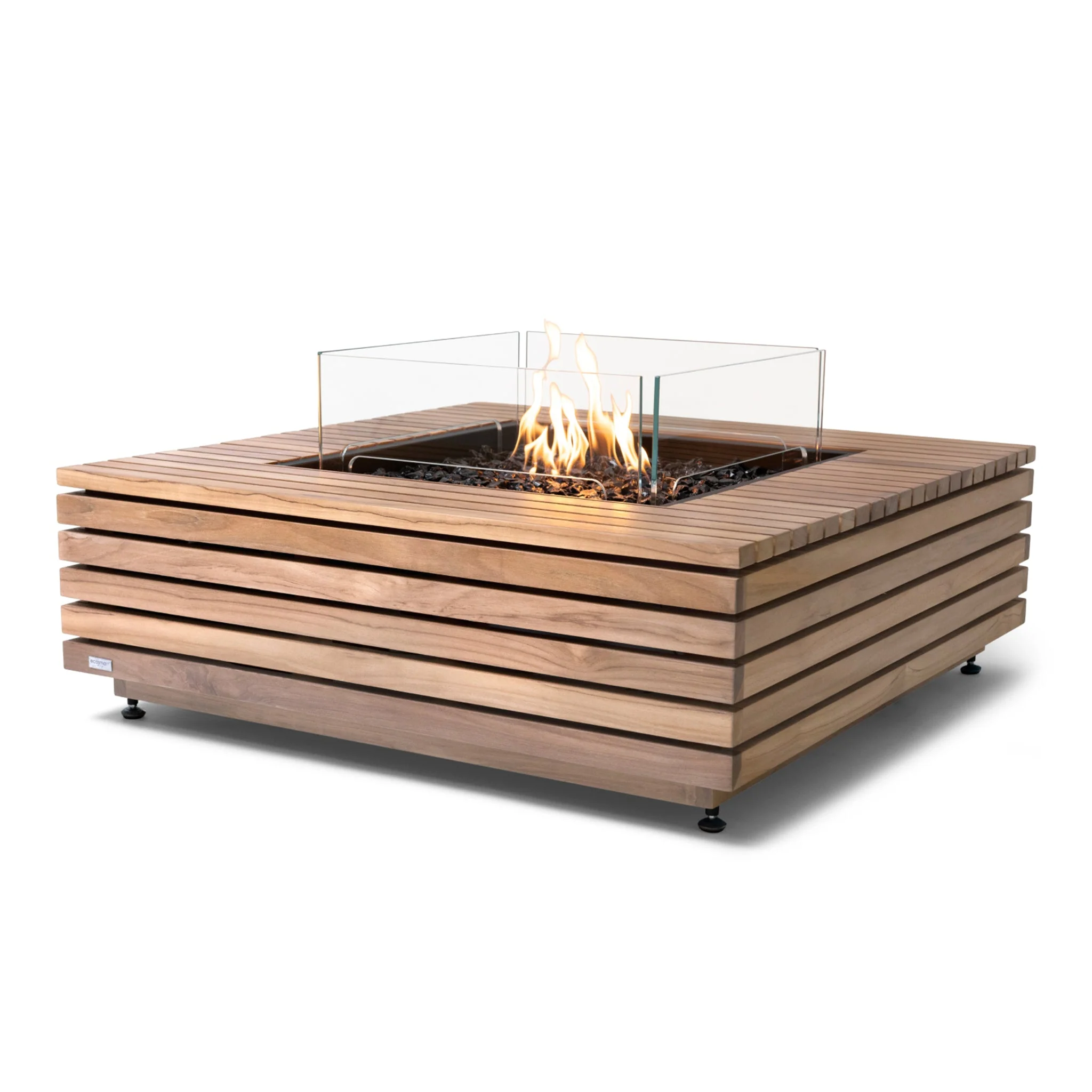 EcoSmart Fire Base 40 Fire Pit Table - Teak - Stainless Steel Ethanol Burner - Image 4