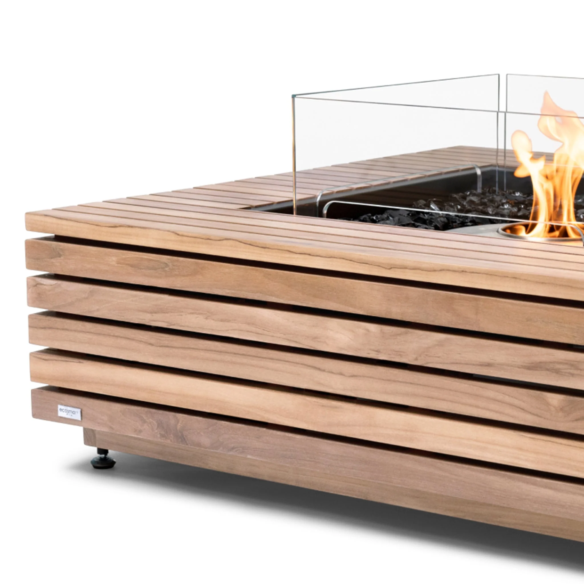 EcoSmart Fire Base 40 Fire Pit Table - Teak - Stainless Steel Ethanol Burner - Image 5