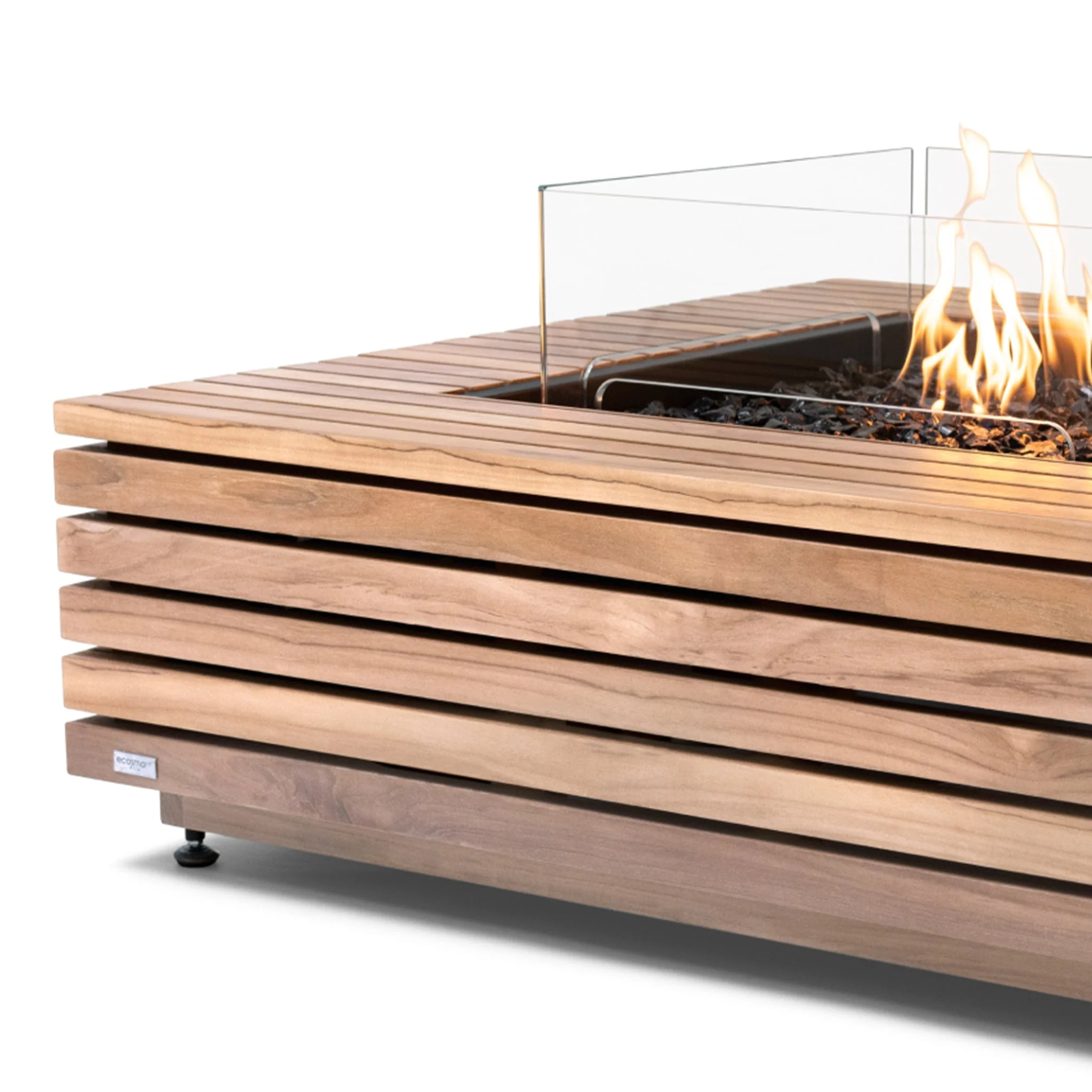 EcoSmart Fire Base 40 Fire Pit Table - Teak - Stainless Steel Ethanol Burner - Image 6