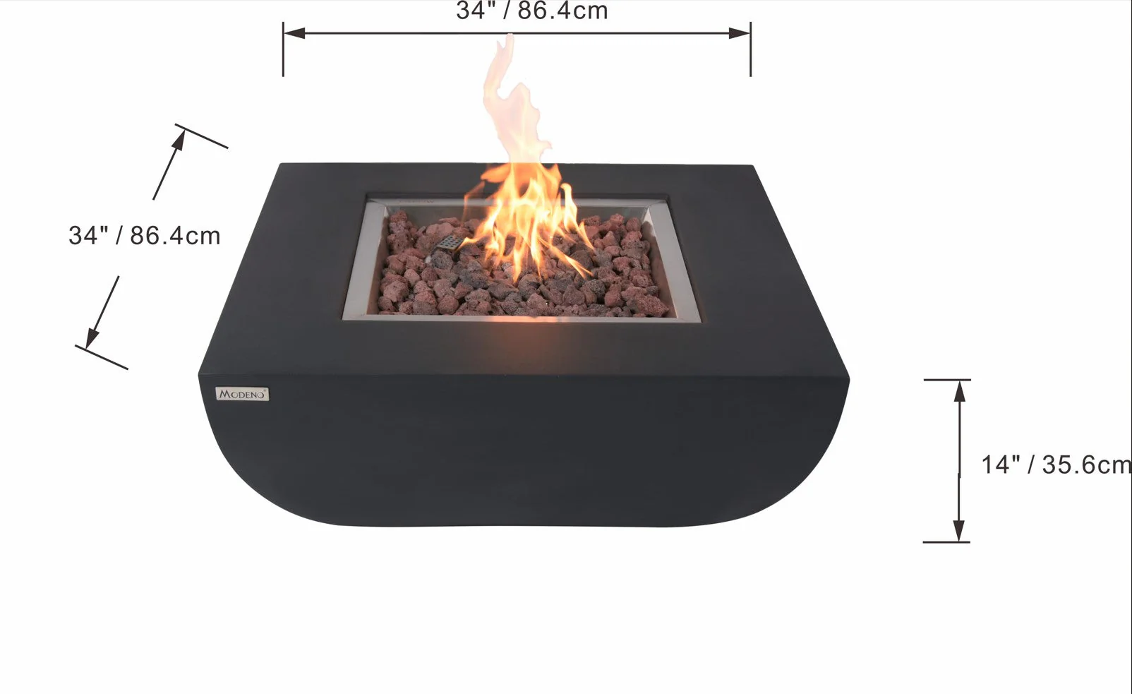 34" Square Aurora Propane Gas Fire Pit by Elementi - Image 5