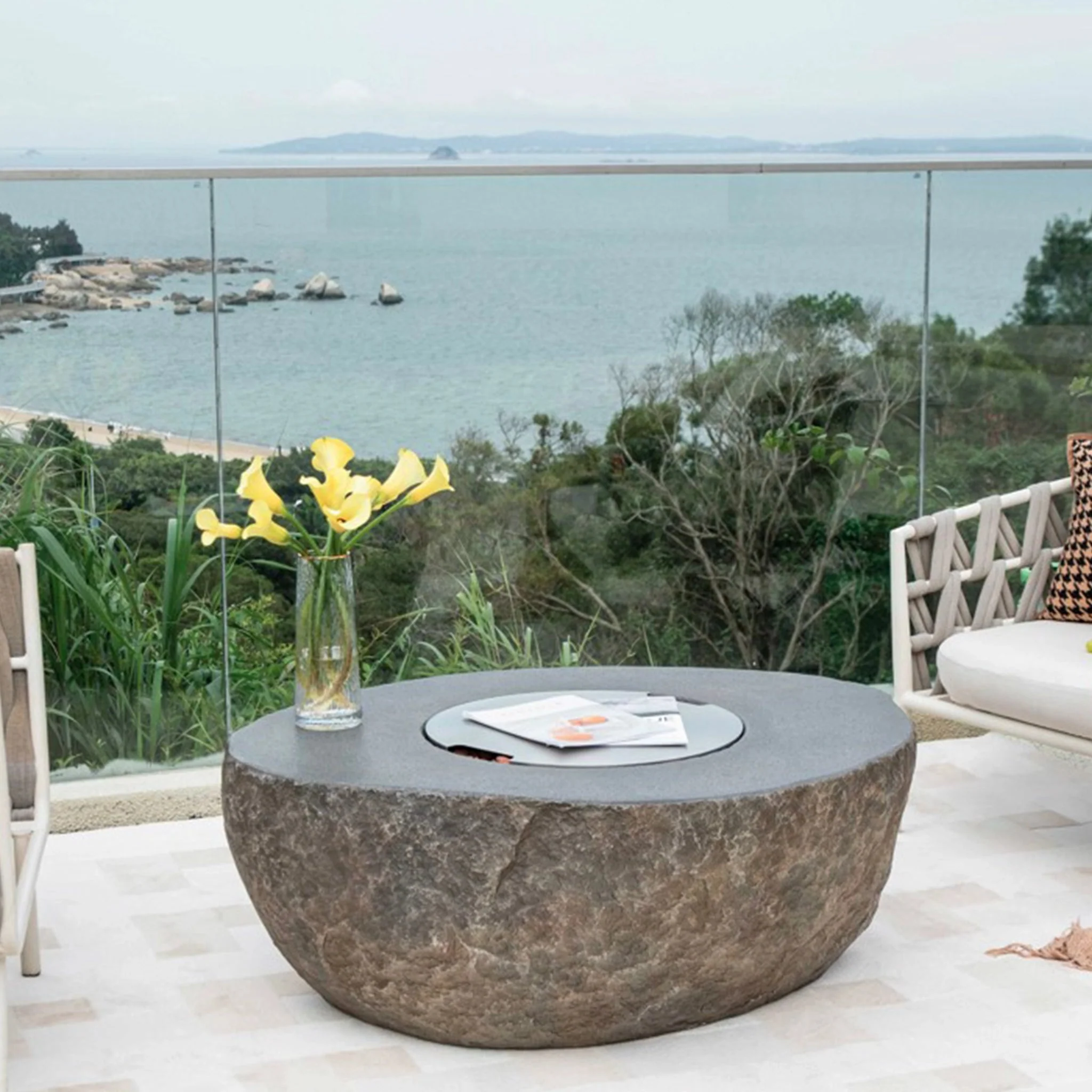 20.7" Round Boulder Stainless Steel Burner Cover - Image 2