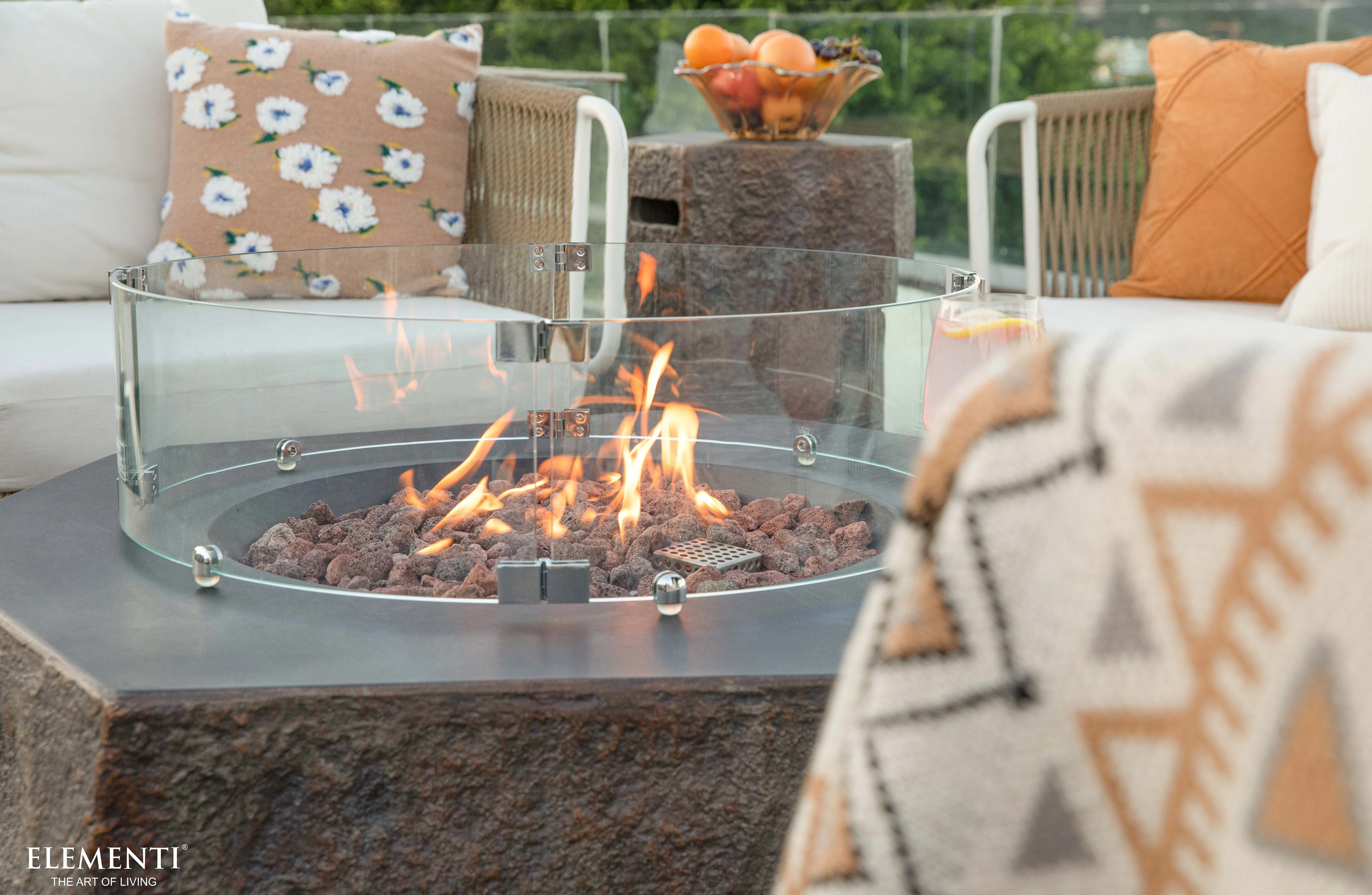 36" x 16" Hexagon Columbia Concrete Fire Pit by Elementi - Image 11