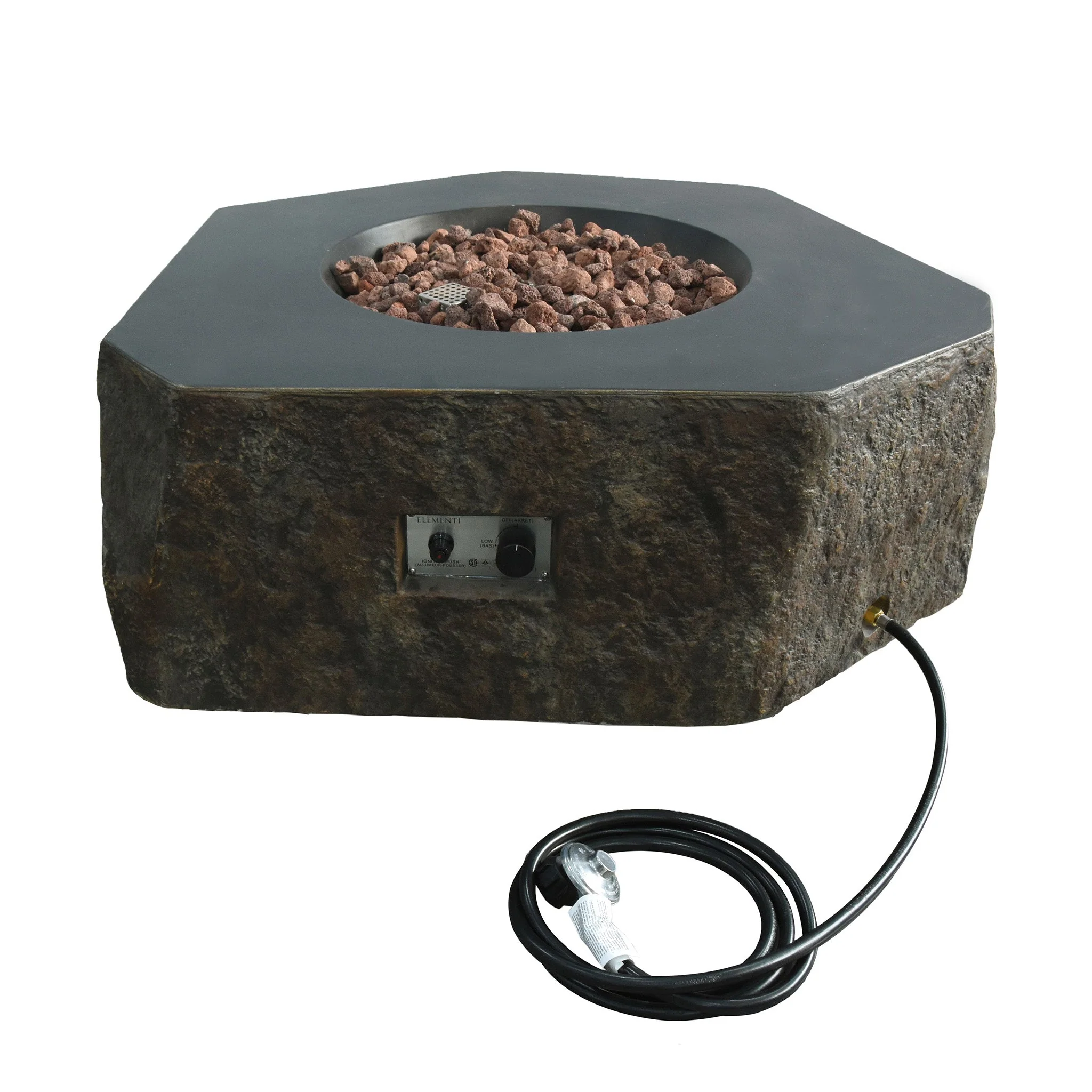 36" x 16" Hexagon Columbia Concrete Fire Pit by Elementi - Image 8
