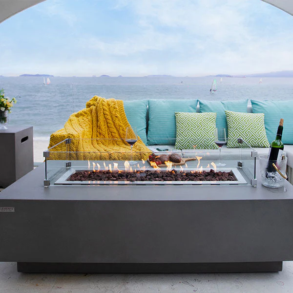 60" x 27" Rectangle Granville Concrete Fire Table by Elementi - Image 9
