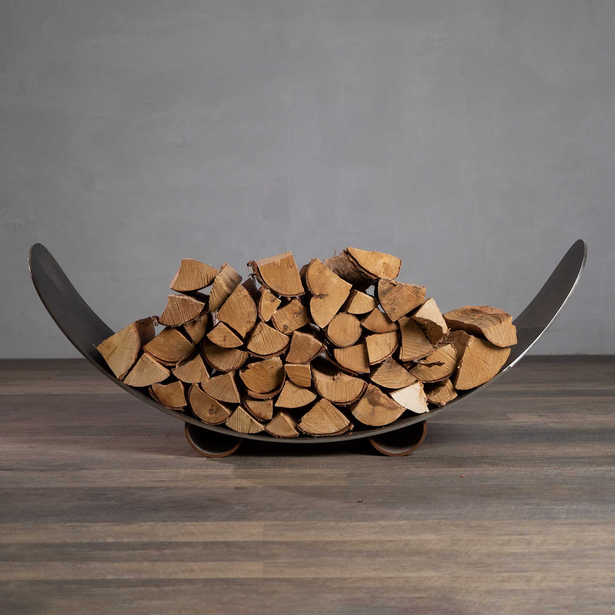 Fire Pit Art Carbon Steel Crescent Log Rack