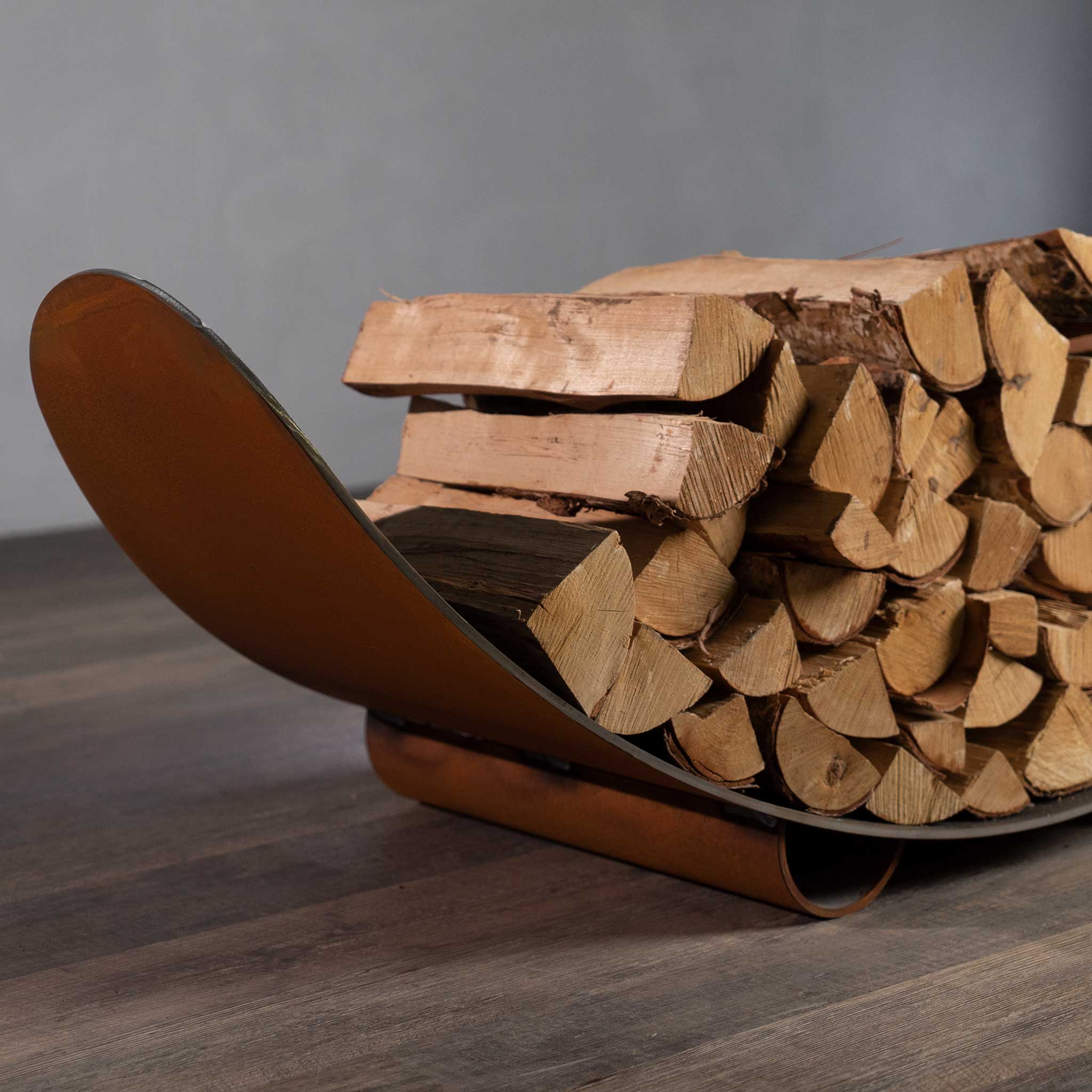Fire Pit Art Carbon Steel Crescent Log Rack - Image 7