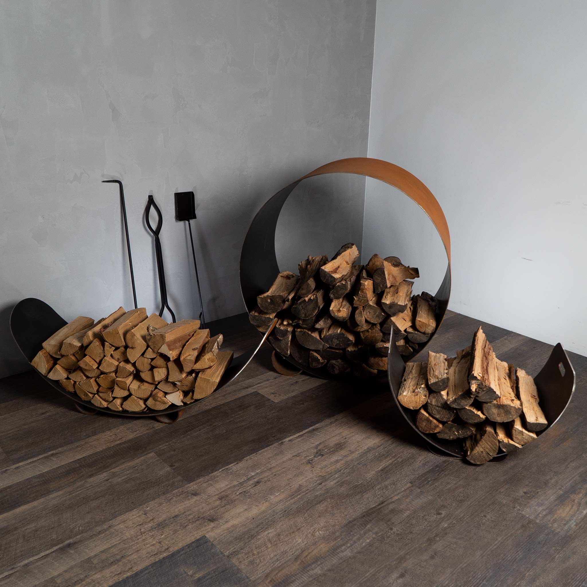 Fire Pit Art Carbon Steel Crescent Log Rack - Image 8