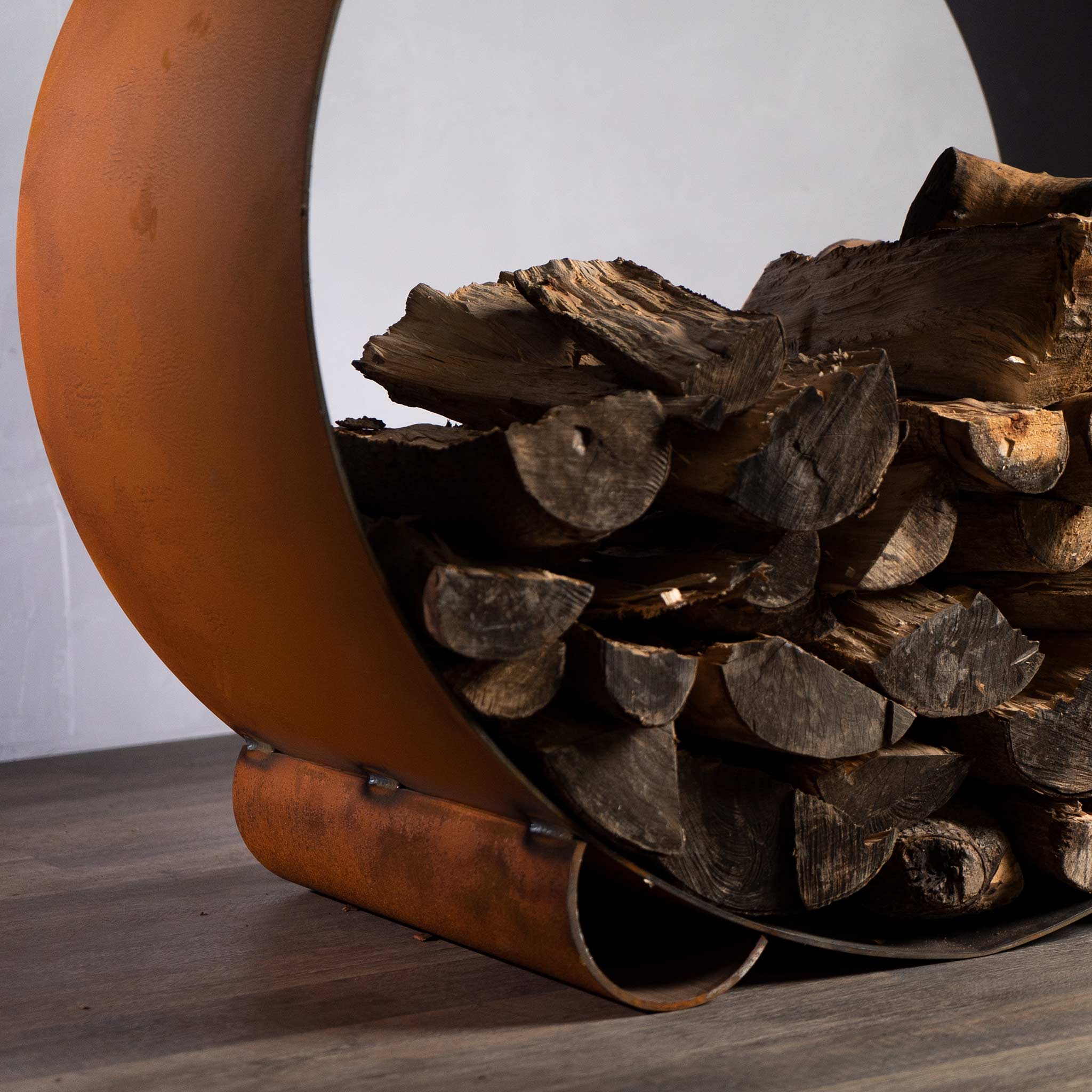 Fire Pit Art Carbon Steel Orbit Log Rack - Image 6