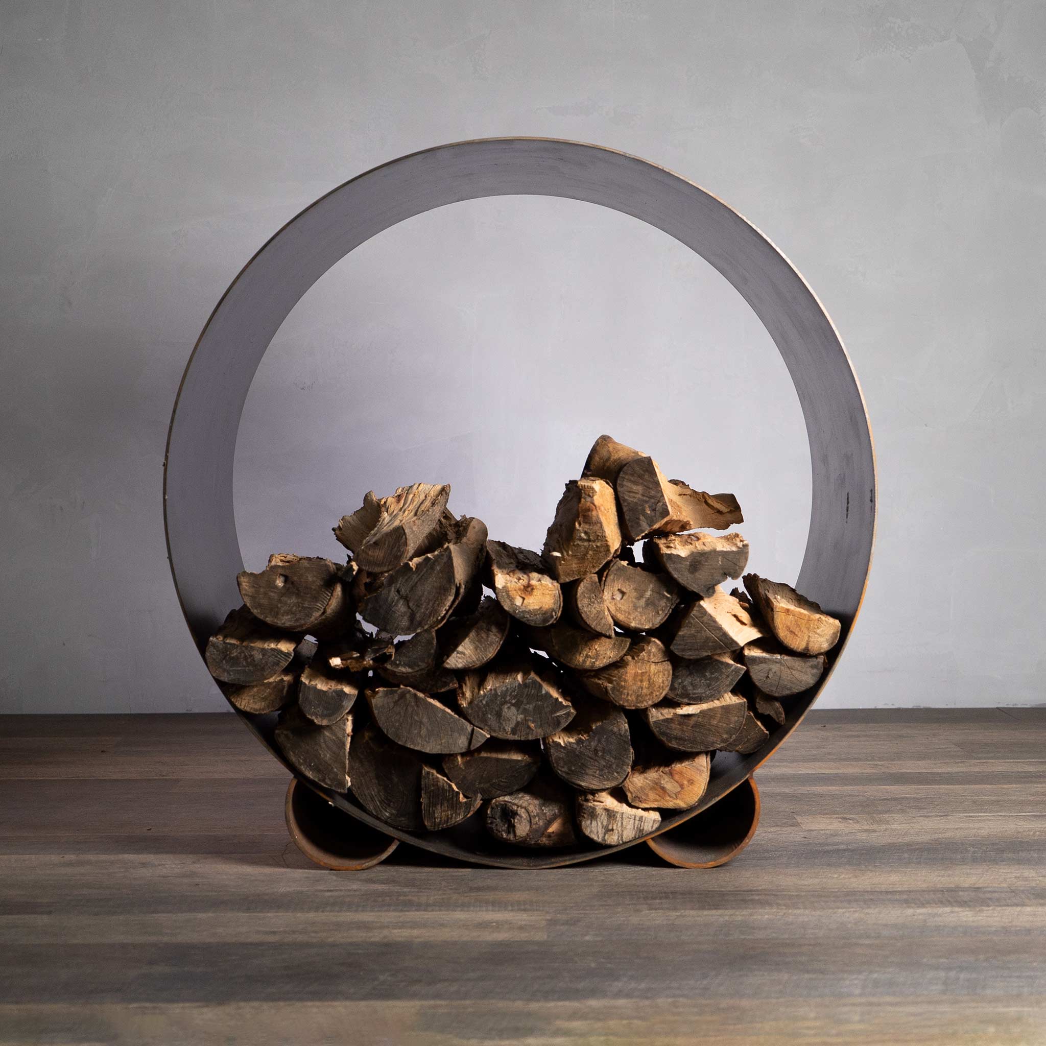Fire Pit Art Carbon Steel Orbit Log Rack - Image 7