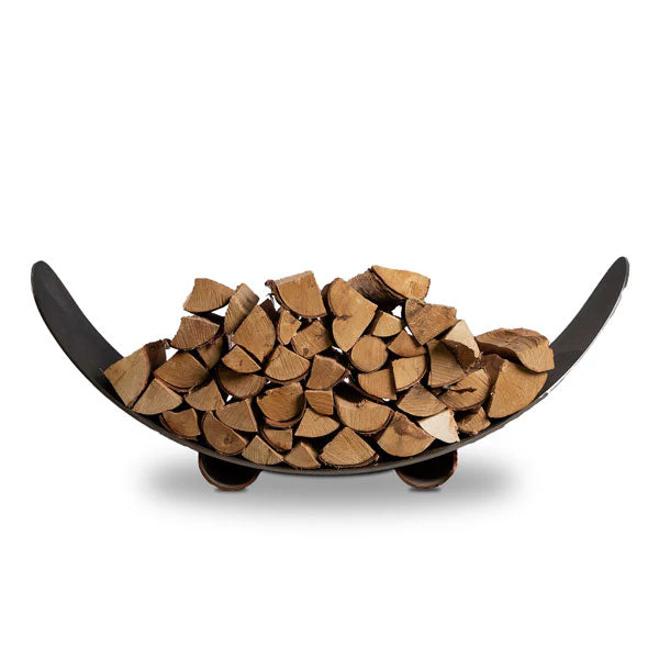 Fire Pit Art Stainless Steel Crescent Log Rack - Image 3