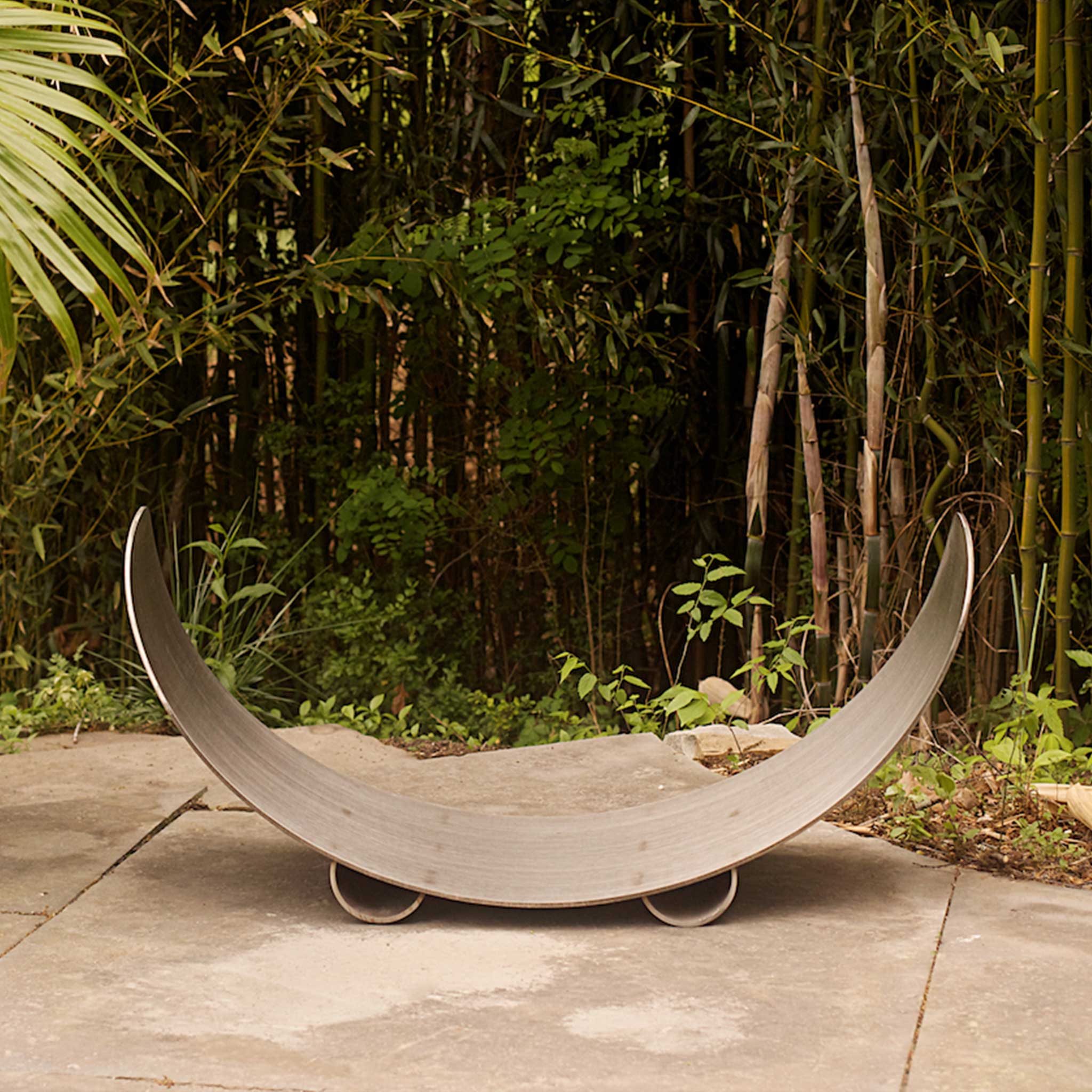 Fire Pit Art Stainless Steel Crescent Log Rack - Image 4
