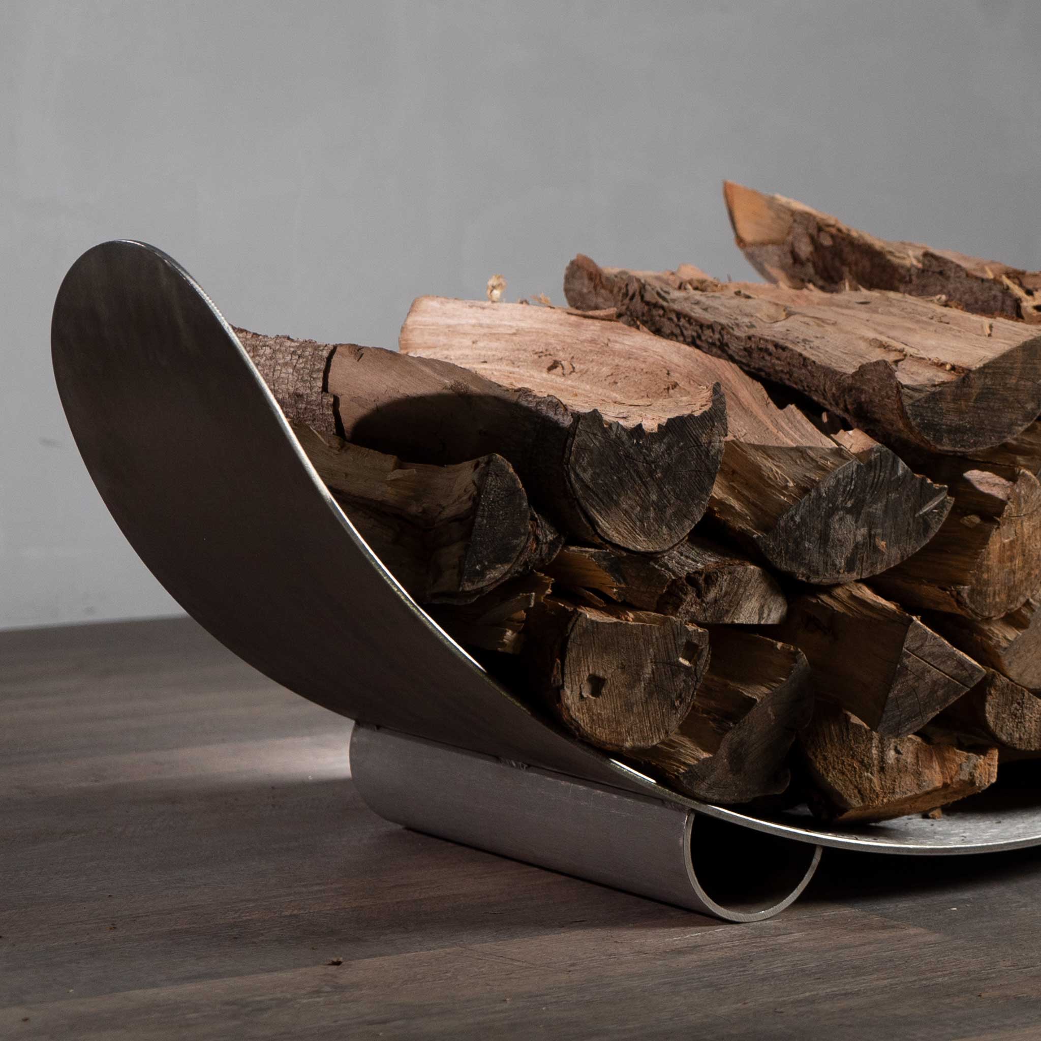 Fire Pit Art Stainless Steel Crescent Log Rack - Image 6