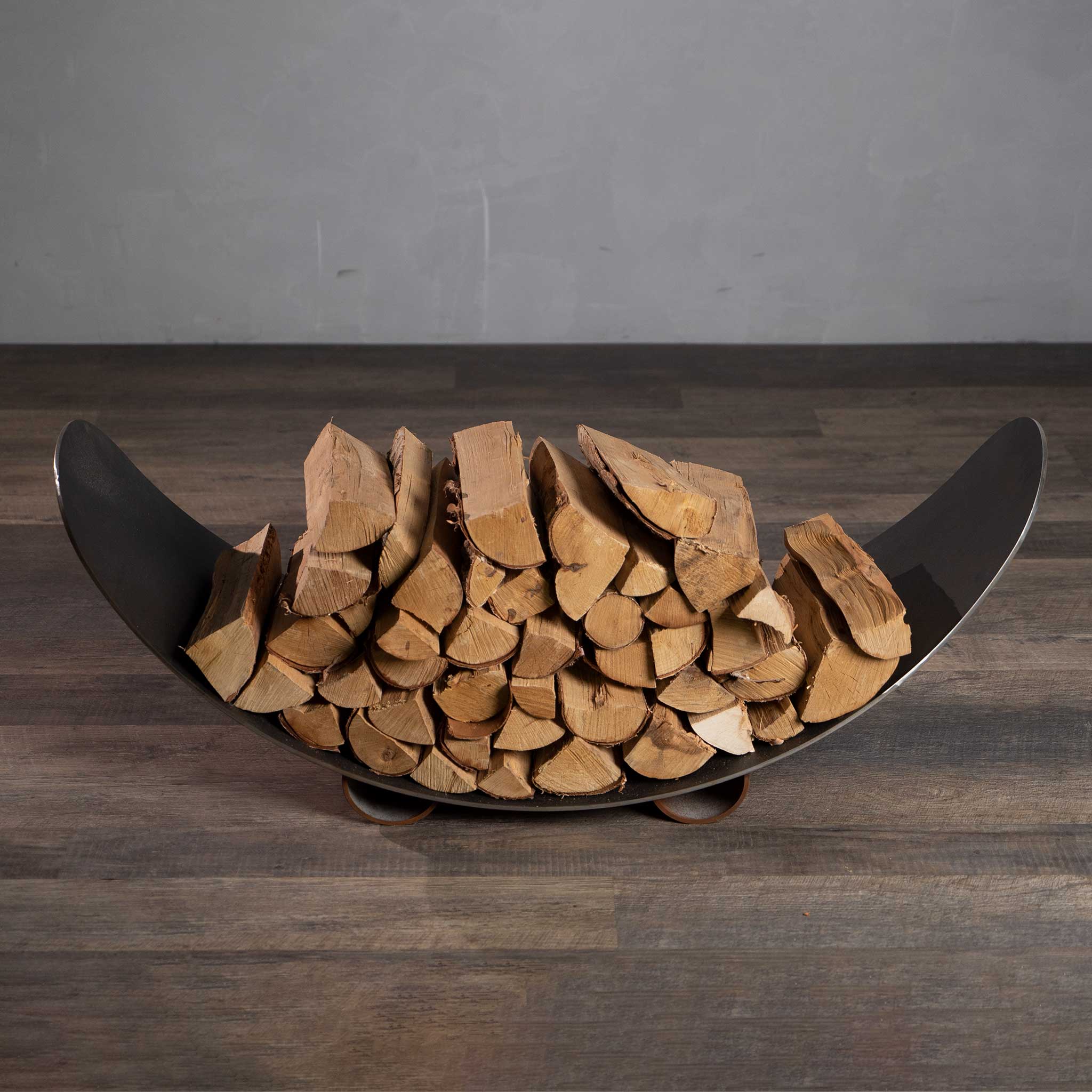 Fire Pit Art Stainless Steel Crescent Log Rack - Image 7