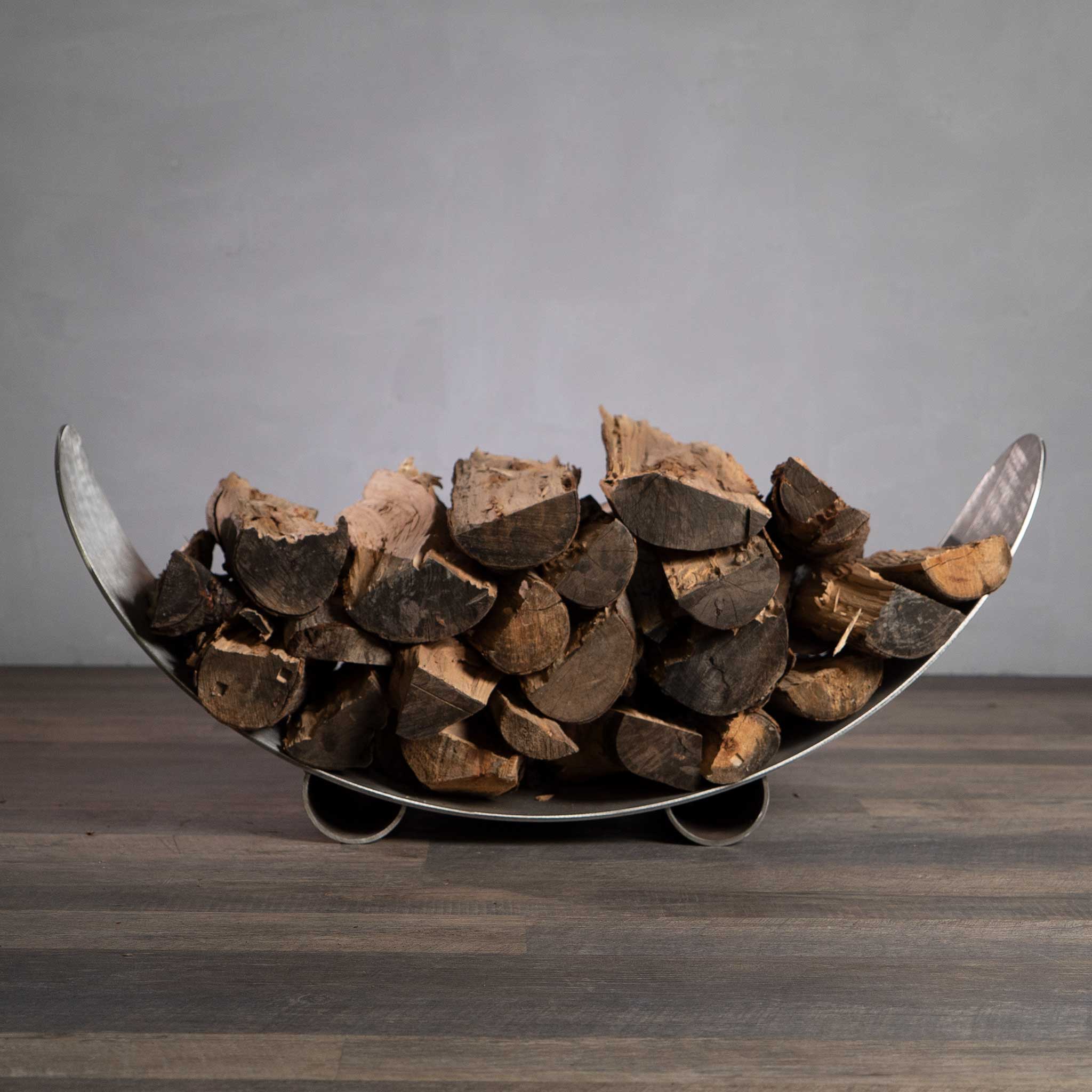 Fire Pit Art Stainless Steel Crescent Log Rack - Image 8