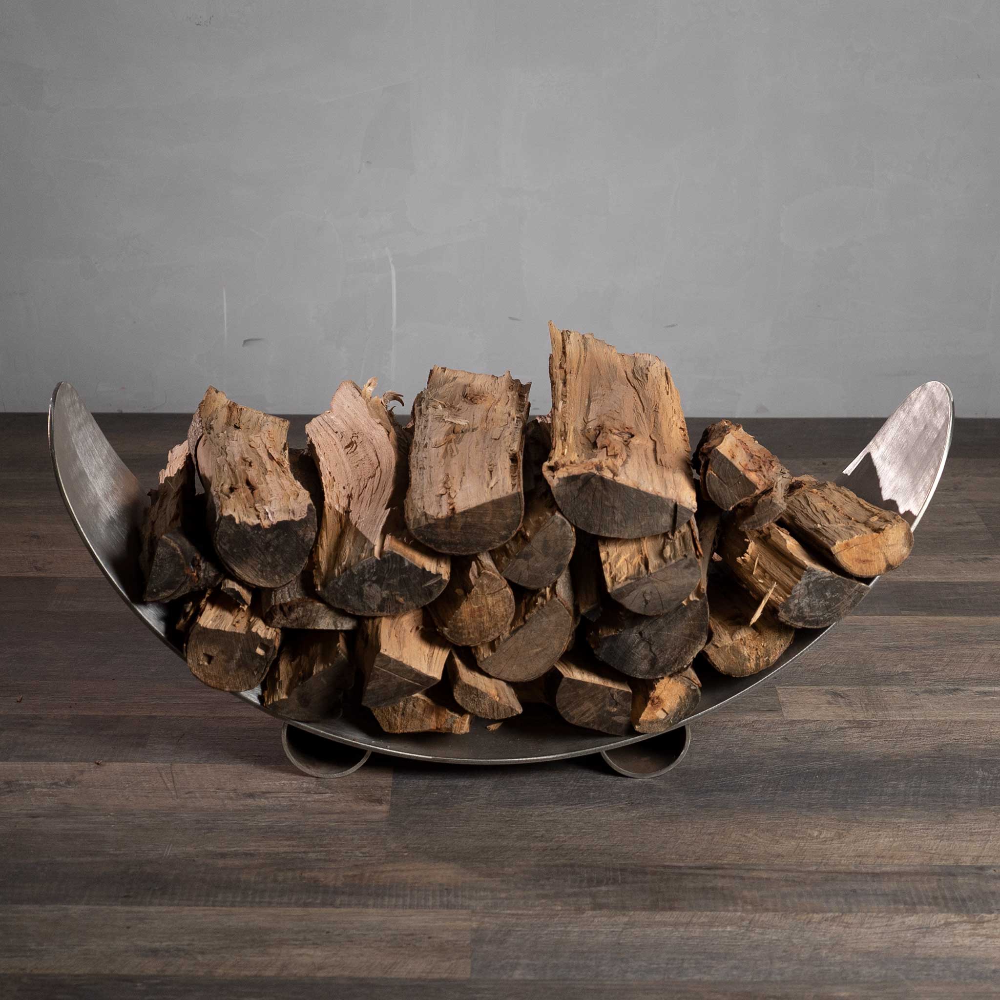 Fire Pit Art Stainless Steel Crescent Log Rack - Image 9