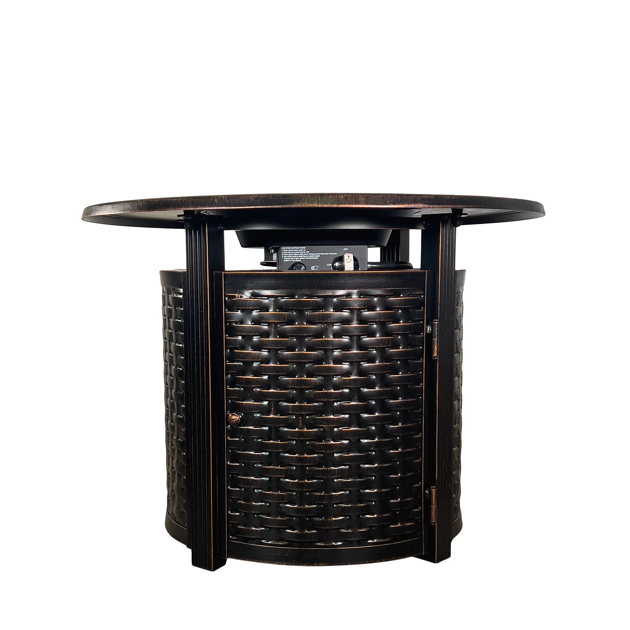 Golden Flame Avalon 34” Round Cast Aluminum Natural Gas Fire Table | DW-FXRR22502-NG