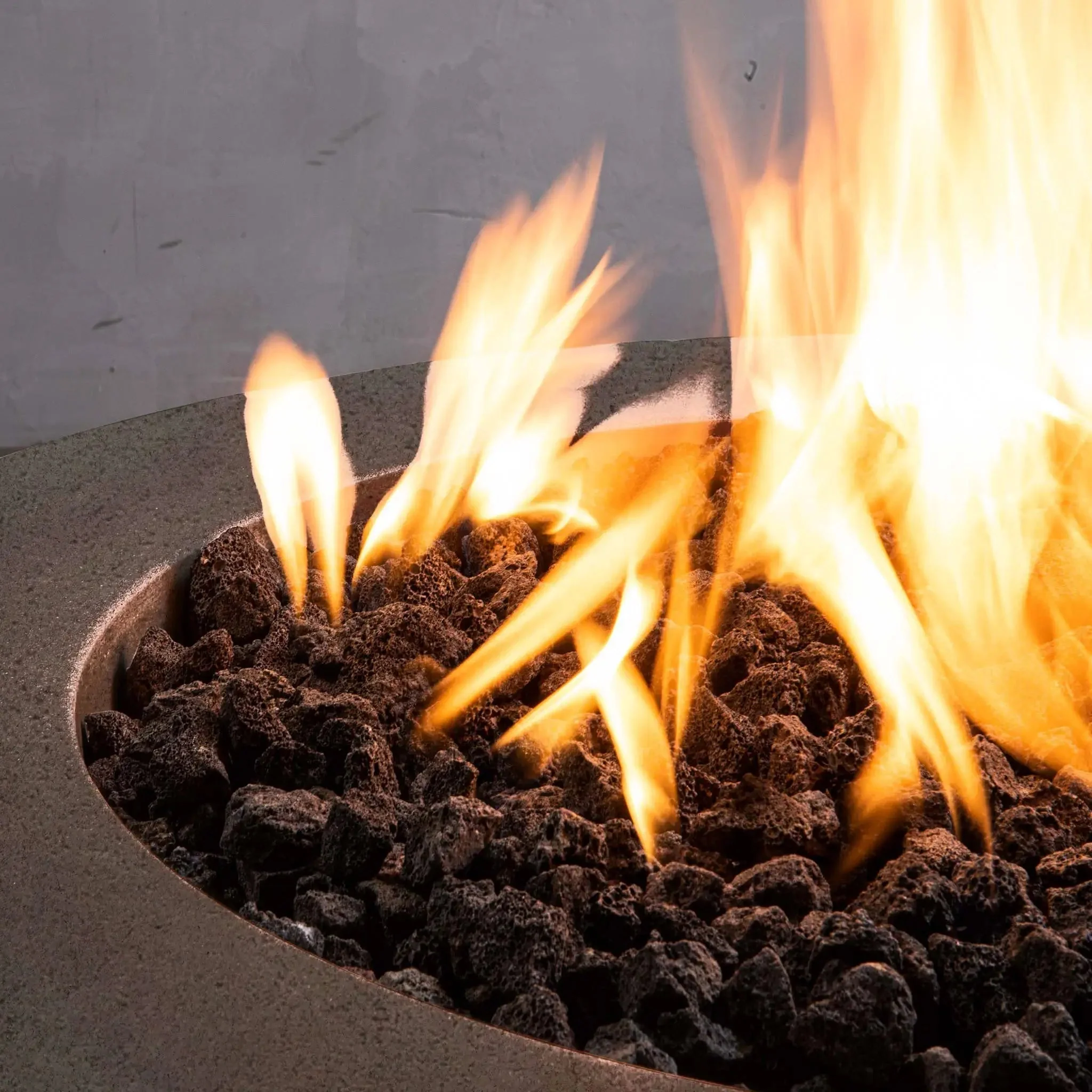 36" Round Rustic Gravity Concrete (GFRC) Fire Pit - Propane Gas Hardline - 110V CSA On/Off Electronic Ignition System - Brown by Starfire Designs - Image 10