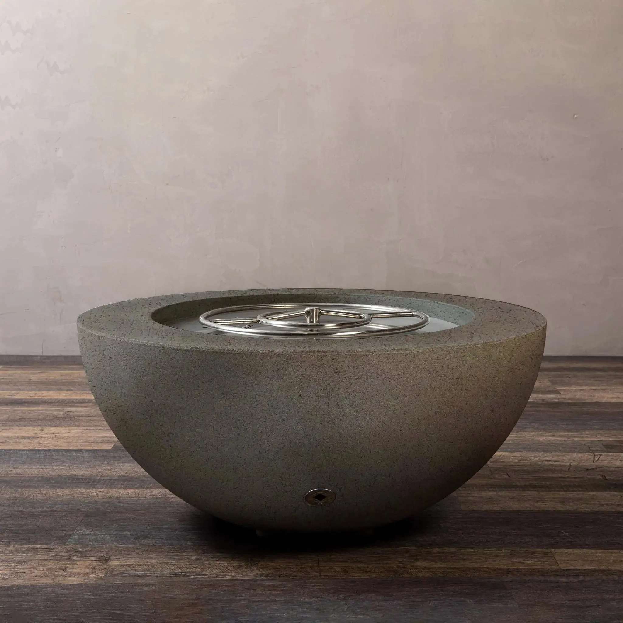 36" Round Rustic Gravity Concrete (GFRC) Fire Pit - Propane Gas Hardline - 110V CSA On/Off Electronic Ignition System - Brown by Starfire Designs - Image 9