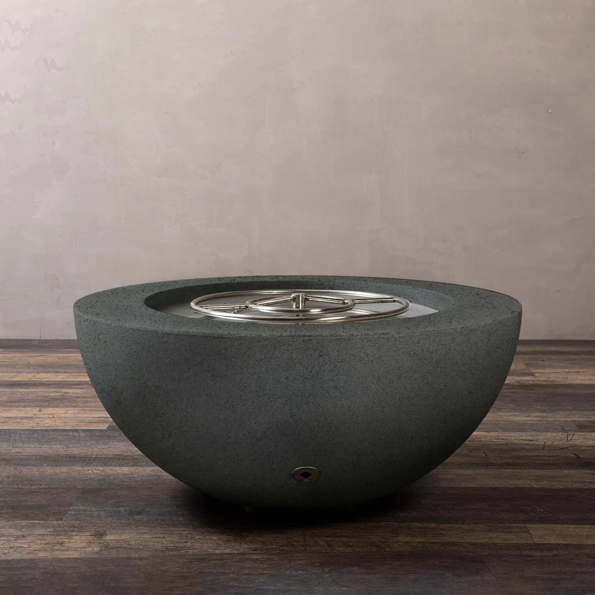 36" Round Rustic Gravity Concrete (GFRC) Fire Pit - Propane Gas Hardline - 110V CSA Hi/Lo Electronic Ignition System w/Bluetooth & Handheld Remote - Graphite by Starfire Designs - Image 9
