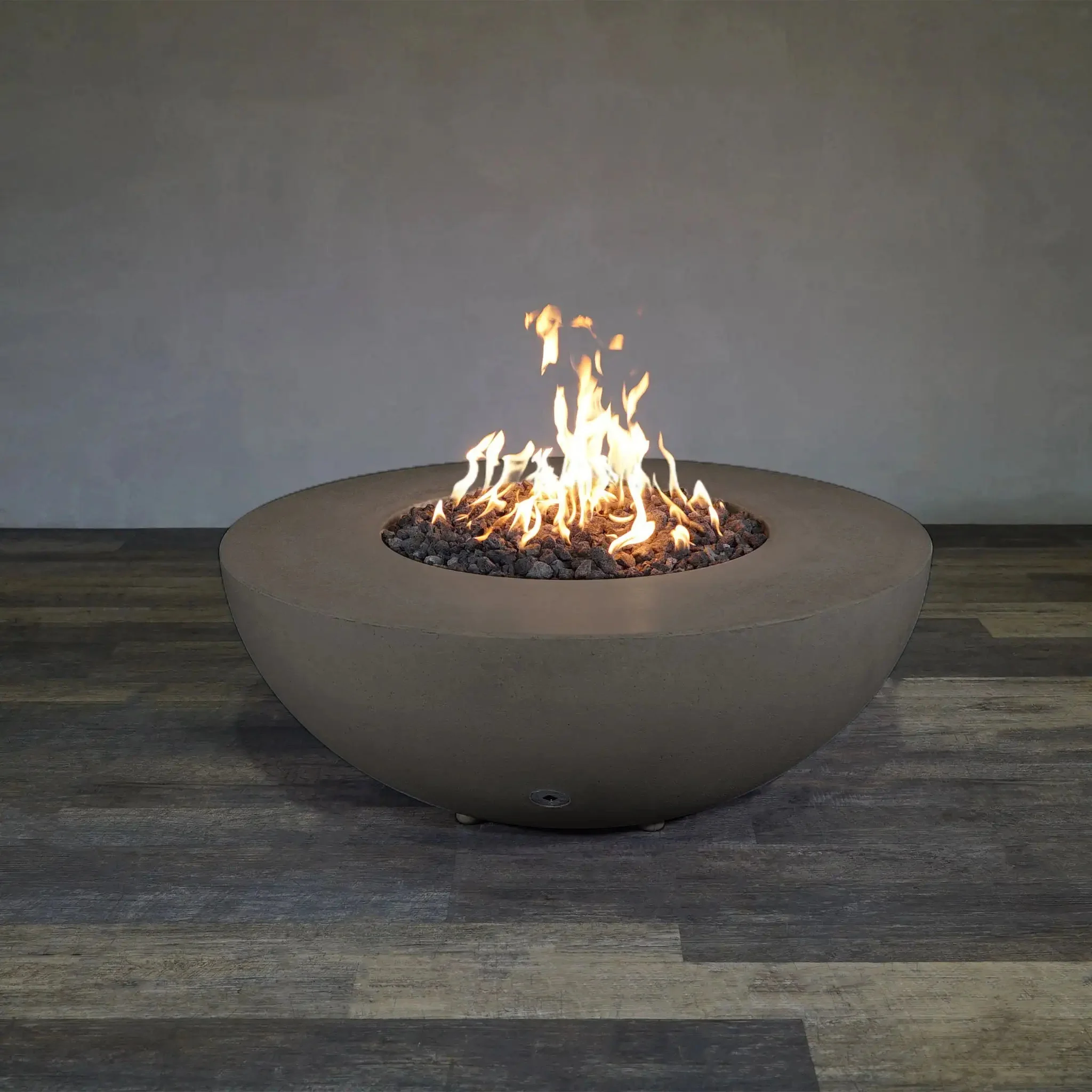 45" Round Rustic Gravity Concrete (GFRC) Fire Pit - Natural Gas - 110V CSA Hi/Lo Electronic Ignition System w/Bluetooth & Handheld Remote - Brown by Starfire Designs - Image 3