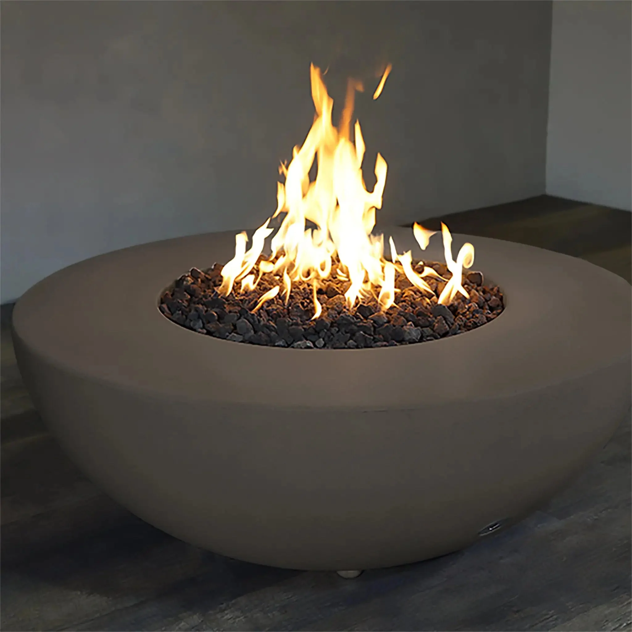 45" Round Rustic Gravity Concrete (GFRC) Fire Pit - Natural Gas - 110V CSA On/Off Electronic Ignition System - Brown by Starfire Designs - Image 7