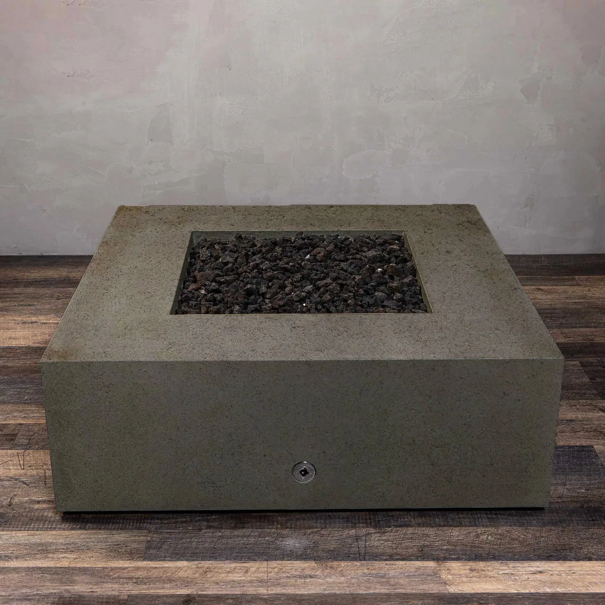 45" Square Rustic Gravity Concrete (GFRC) Fire Pit - Natural Gas - 110V CSA On/Off Electronic Ignition System - Brown by Starfire Designs - Image 7