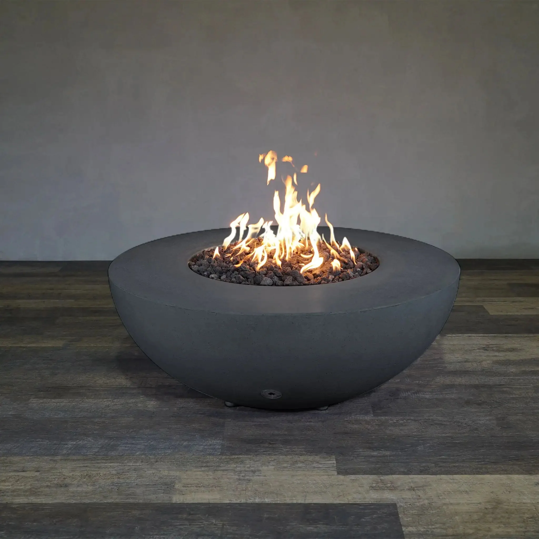 45" Round Rustic Gravity Concrete (GFRC) Fire Pit - Natural Gas - 110V CSA Hi/Lo Electronic Ignition System w/Bluetooth & Handheld Remote - Graphite by Starfire Designs - Image 3