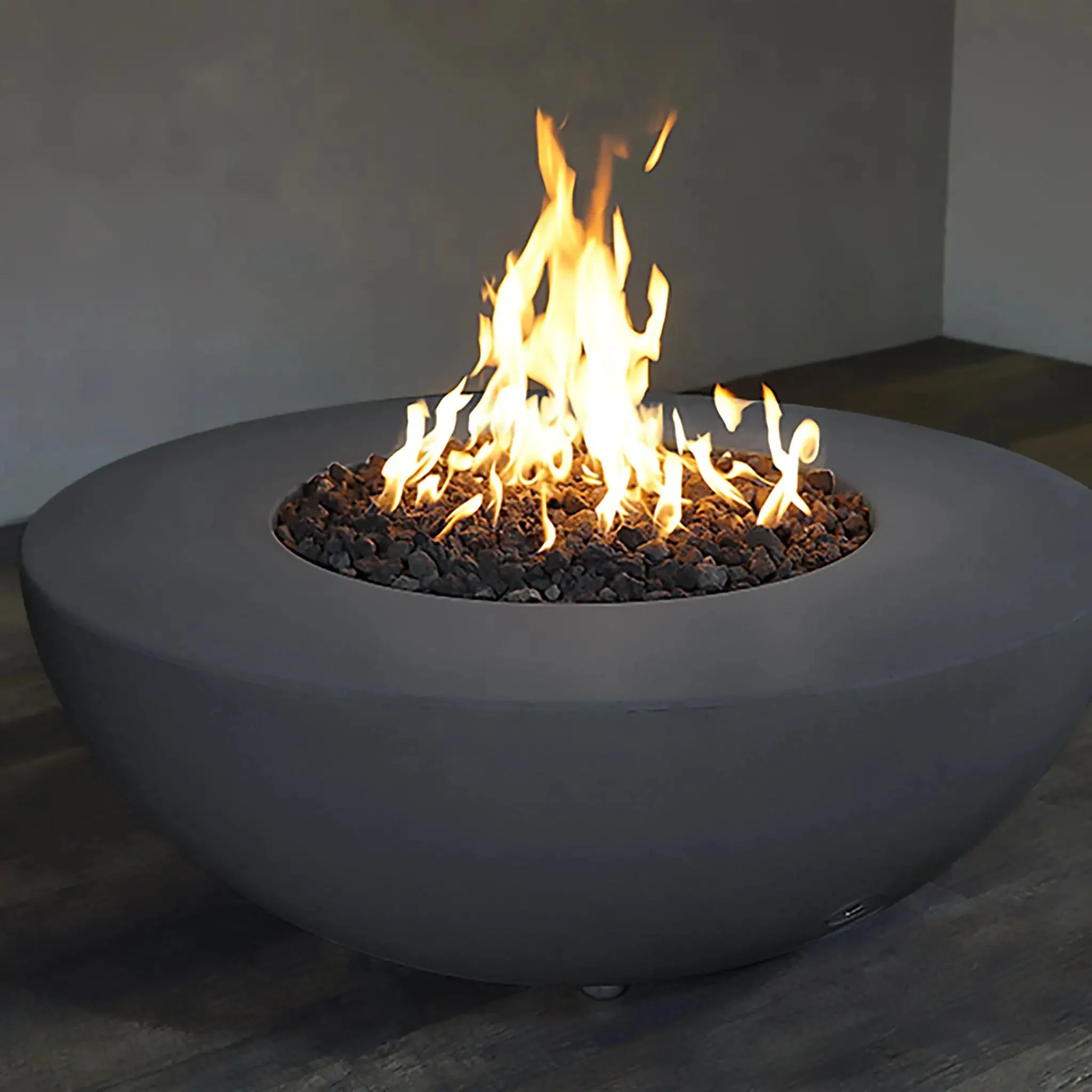 45" Round Rustic Gravity Concrete (GFRC) Fire Pit - Natural Gas - 110V CSA On/Off Electronic Ignition System - Graphite by Starfire Designs - Image 7