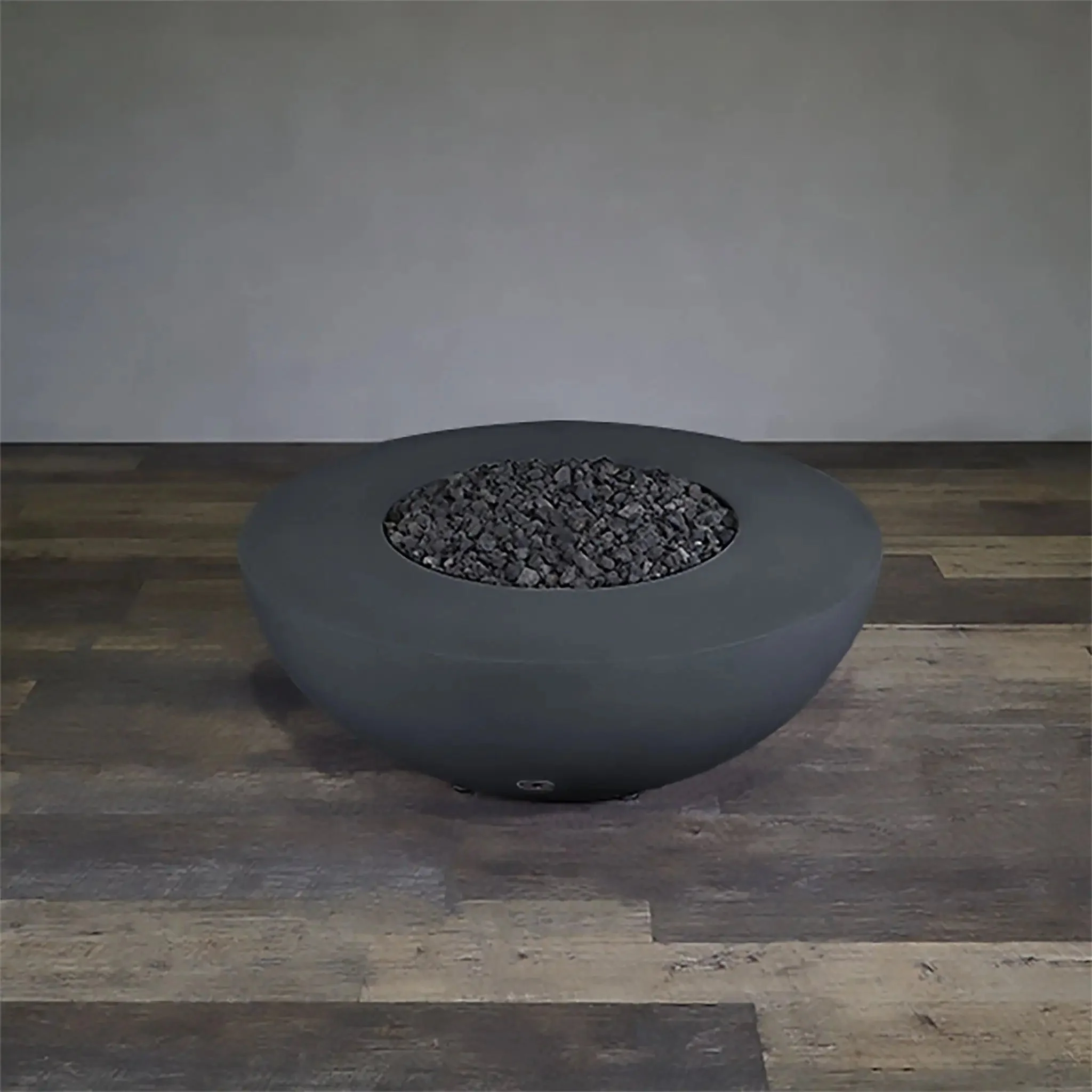 45" Round Rustic Gravity Concrete (GFRC) Fire Pit - Natural Gas - 110V Electronic Ignition System - Graphite by Starfire Designs - Image 9