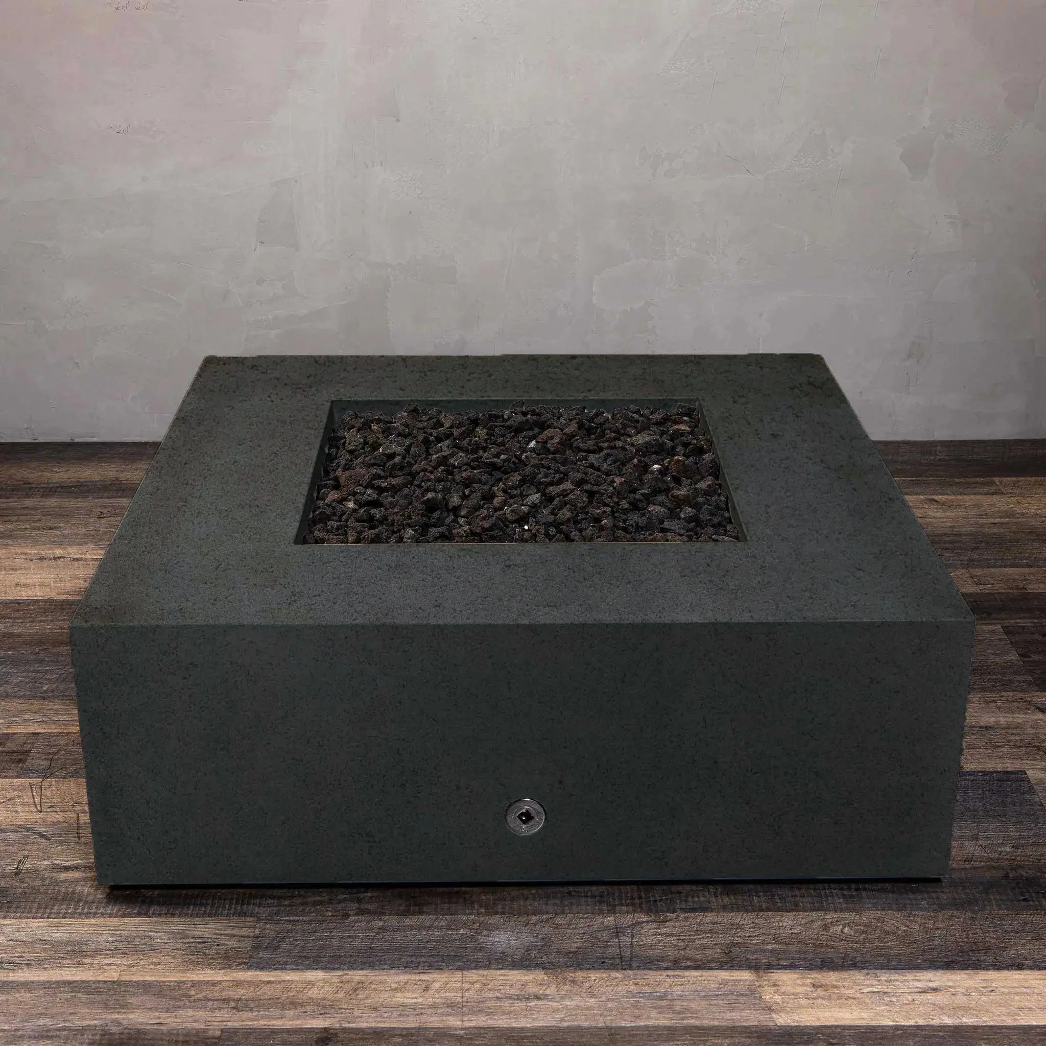 45" Square Rustic Gravity Concrete (GFRC) Fire Pit - Natural Gas - 110V CSA On/Off Electronic Ignition System - Graphite by Starfire Designs - Image 7