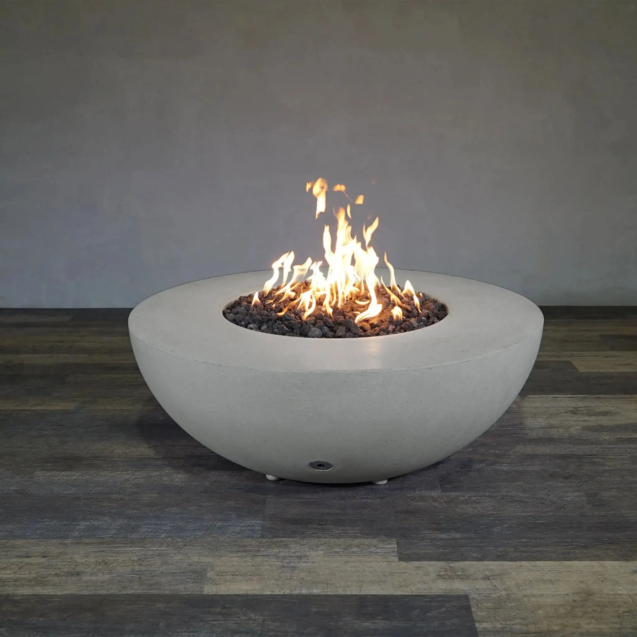 45" Round Rustic Gravity Concrete (GFRC) Fire Pit - Propane Gas Hardline - 110V CSA On/Off Electronic Ignition System - Natural Gray by Starfire Designs - Image 3