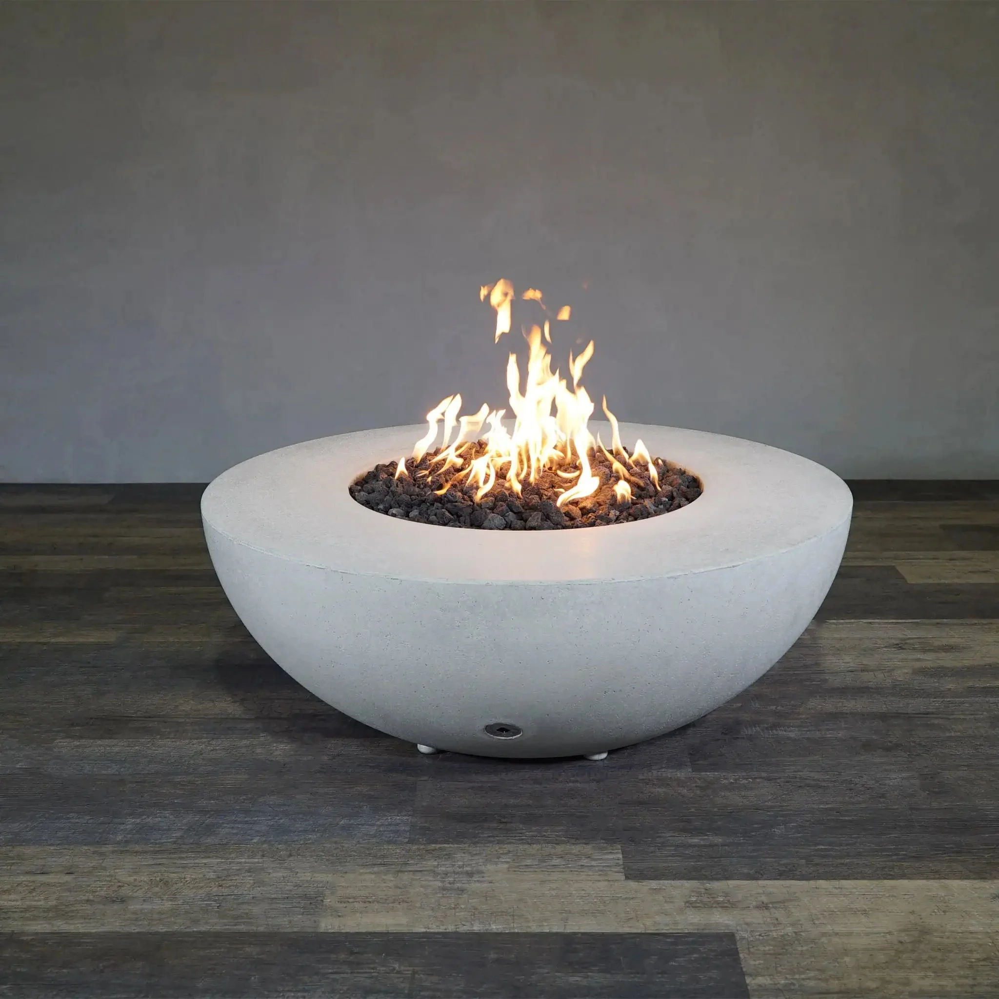 45" Round Rustic Gravity Concrete (GFRC) Fire Pit - Propane Gas Hardline - 110V CSA Hi/Lo Electronic Ignition System w/Bluetooth & Handheld Remote - White by Starfire Designs - Image 3
