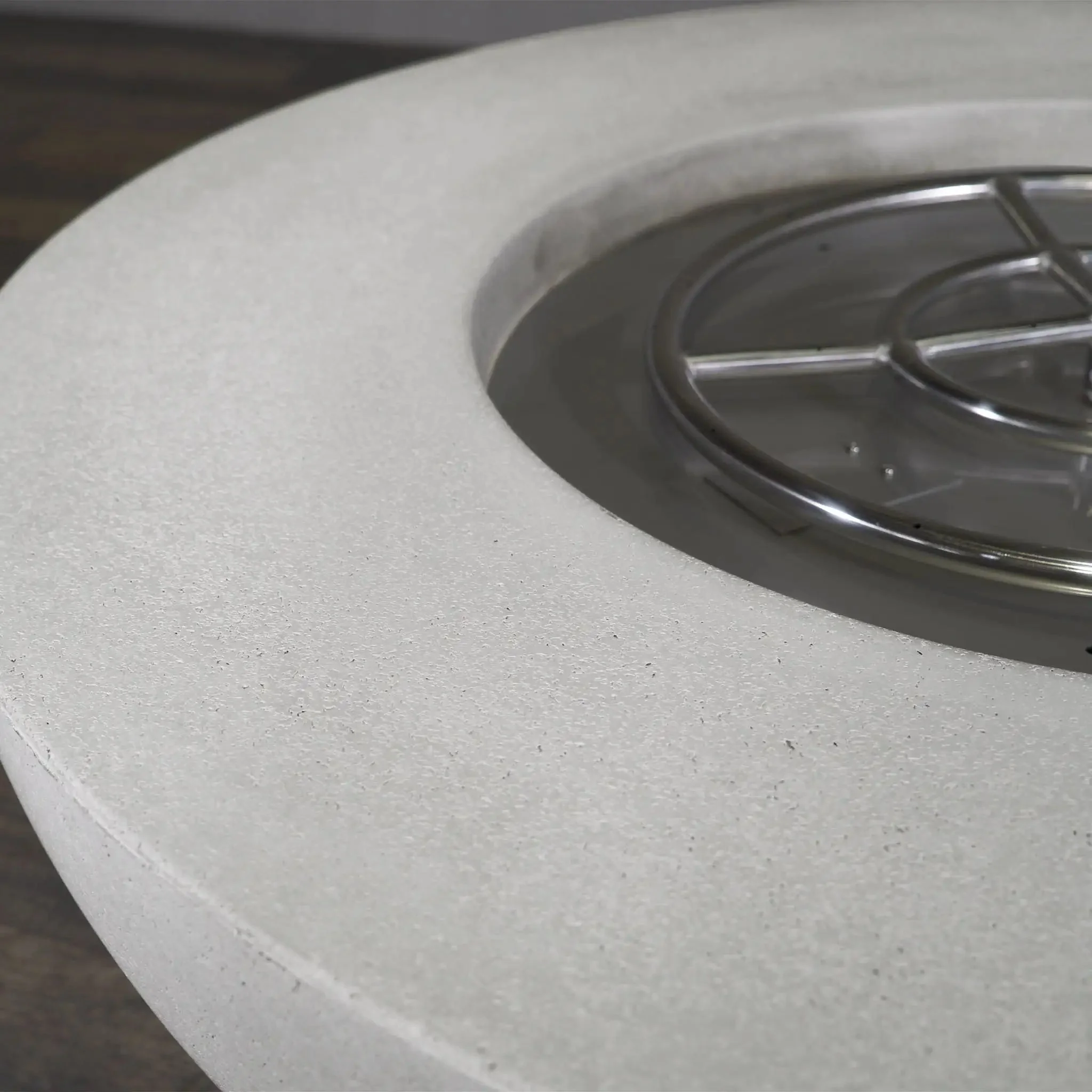 45" Round Rustic Gravity Concrete (GFRC) Fire Pit - Natural Gas - 110V Electronic Ignition System - White by Starfire Designs - Image 11