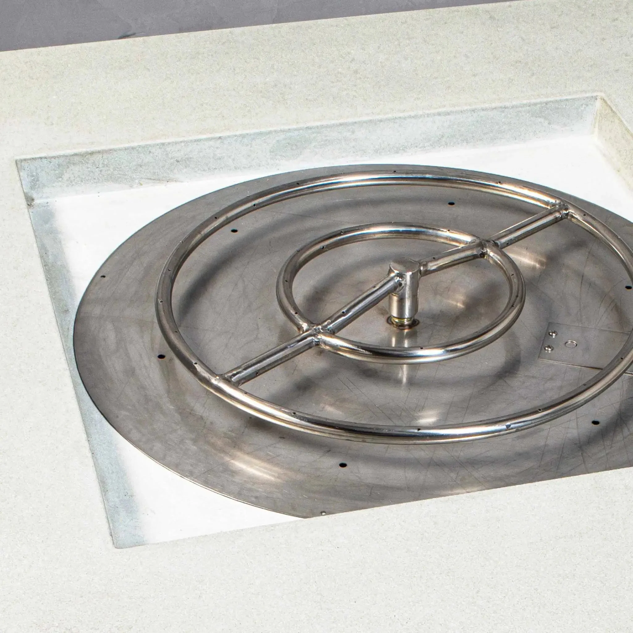 45" Square Rustic Gravity Concrete (GFRC) Fire Pit - Propane Gas Hardline - 110V CSA On/Off Electronic Ignition System - White by Starfire Designs - Image 9