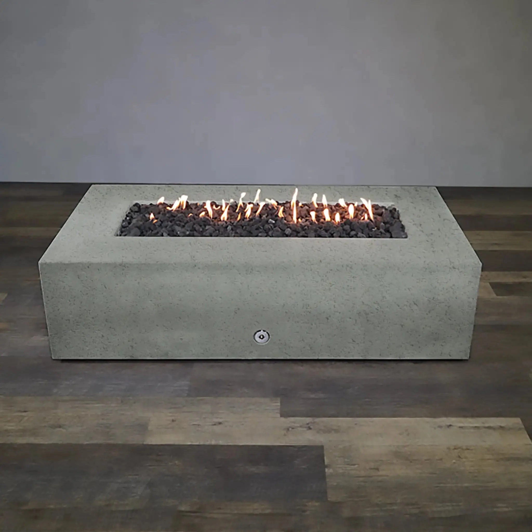 60" x 32" Rectangle Rustic Gravity Concrete (GFRC) Fire Pit - Natural Gas - 110V CSA Hi/Lo Electronic Ignition System w/Bluetooth & Handheld Remote - White by Starfire Designs - Image 3