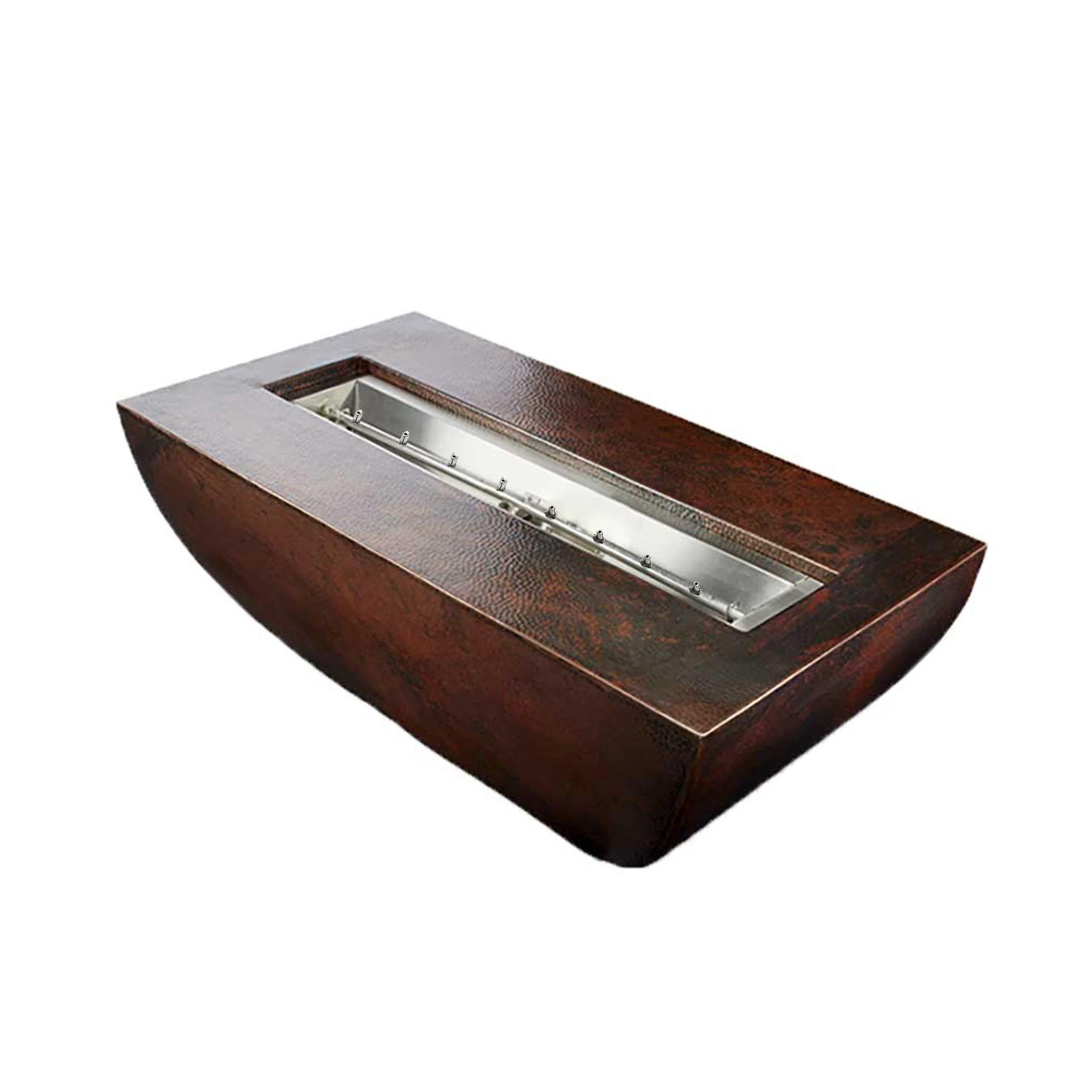 Hammered Copper Phoenix Trough Torpedo Fire Bowl 47" x 25" by HPC Fire