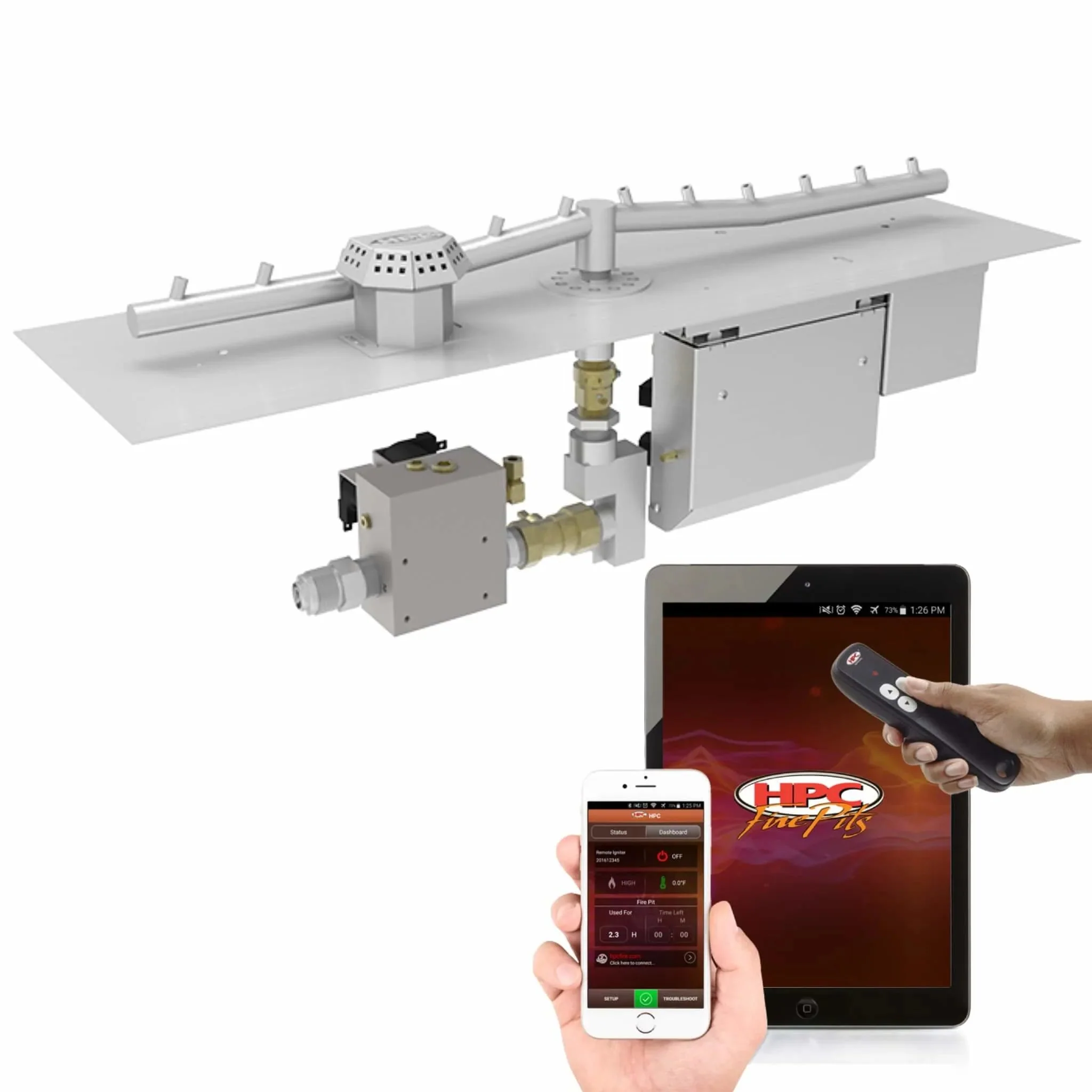 Linear Torpedo Flat Hi/Lo Electronic Ignition Fire Pit T-Burner Kit by HPC Fire
