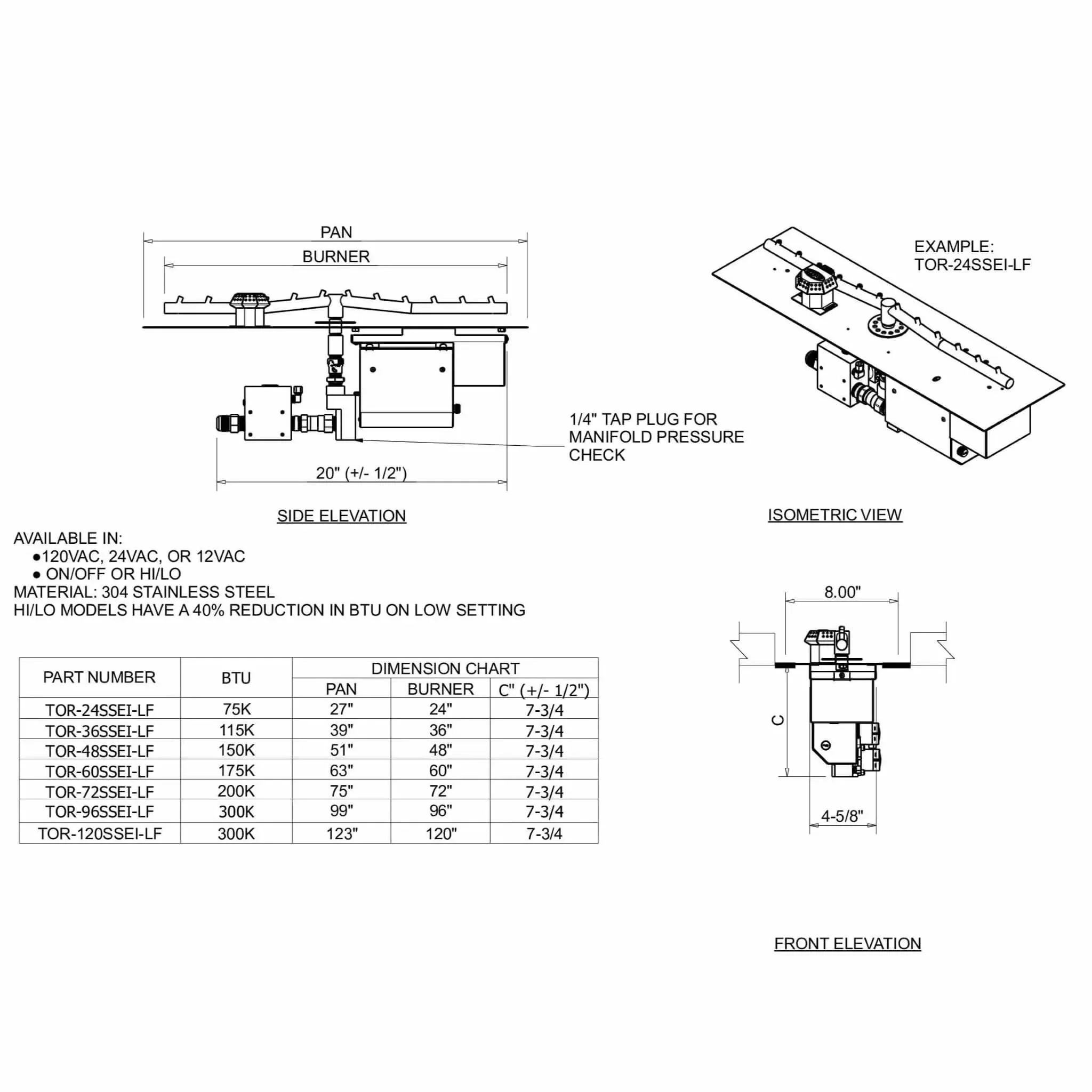 Linear Torpedo Flat On/Off Electronic Ignition Fire Pit T-Burner Kit by HPC Fire - Image 5