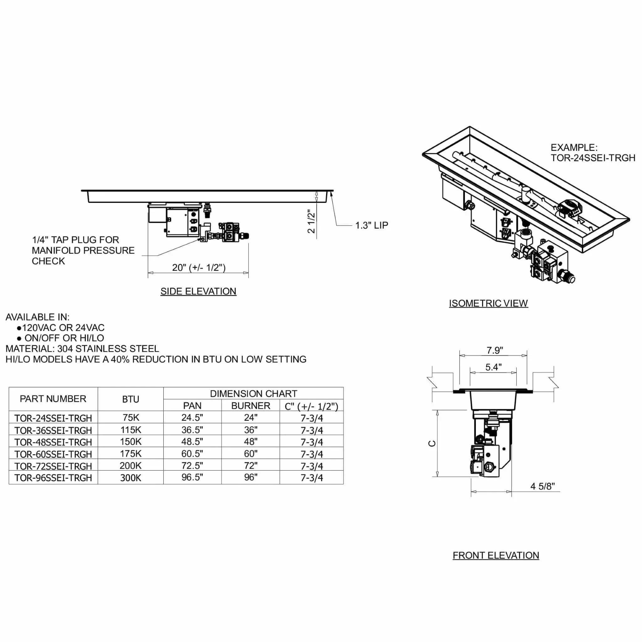 Linear Trough Torpedo Drop-In On/Off Electronic Ignition Fire Pit T-Burner Kit by HPC Fire - Image 5