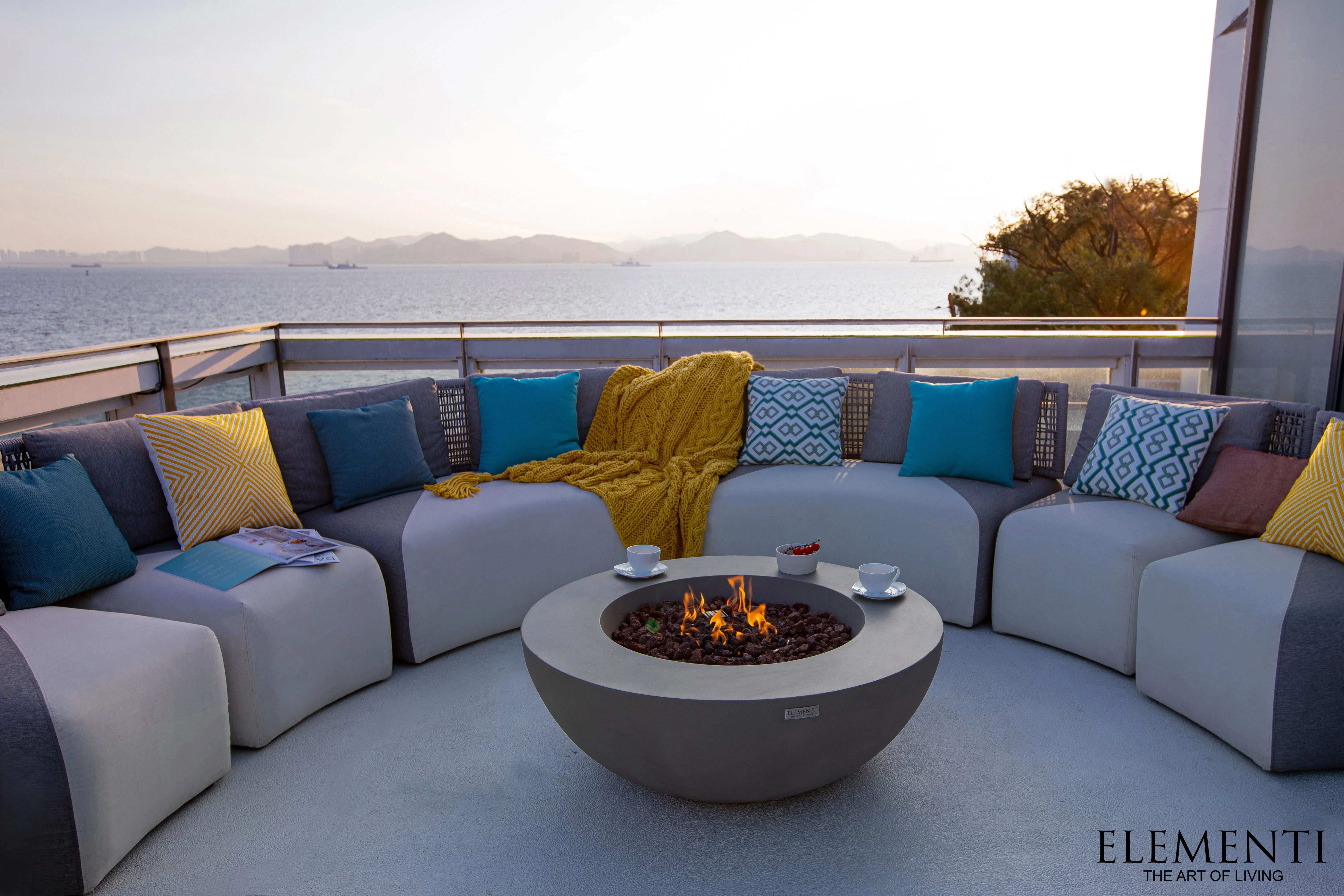 42" Round Lunar Concrete Fire Bowl by Elementi - Image 5