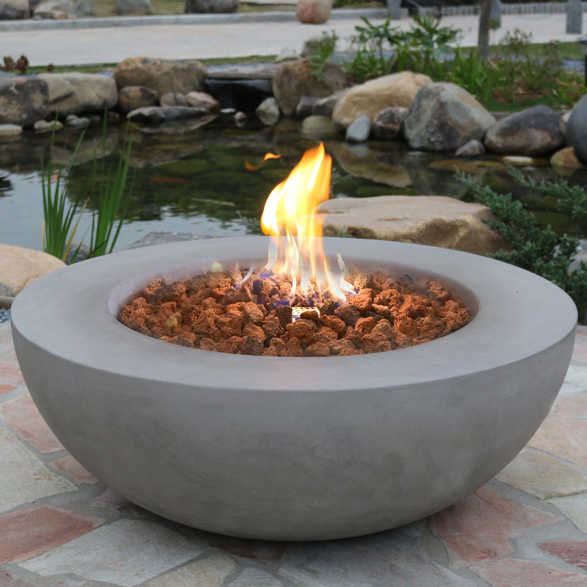 42" Round Lunar Concrete Fire Bowl by Elementi - Image 6