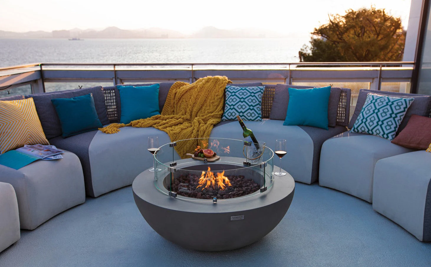 42" Round Lunar Concrete Fire Bowl by Elementi - Image 7