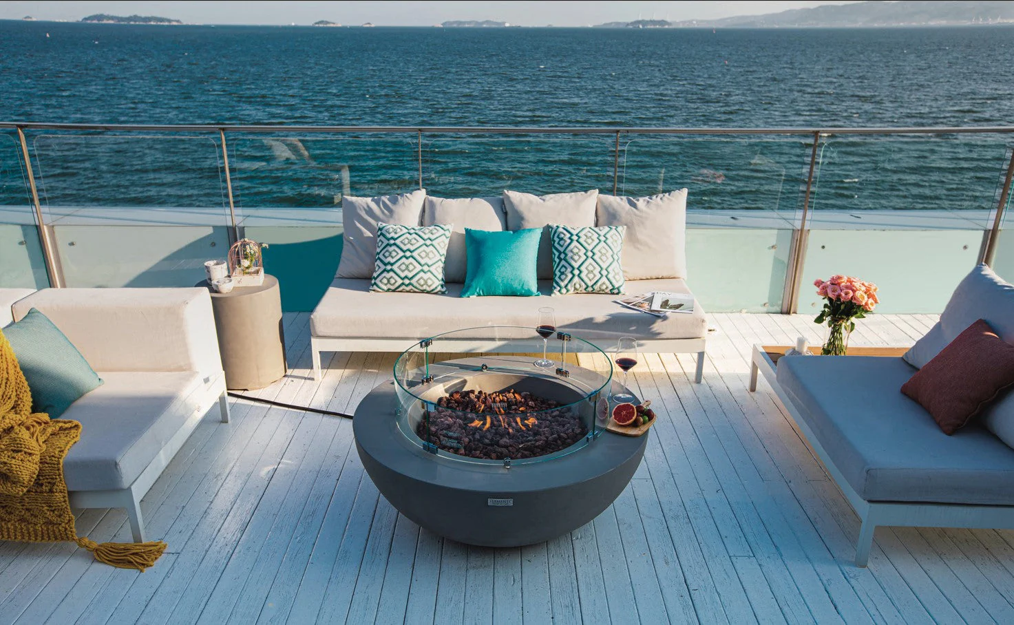 42" Round Lunar Concrete Fire Bowl by Elementi - Image 8