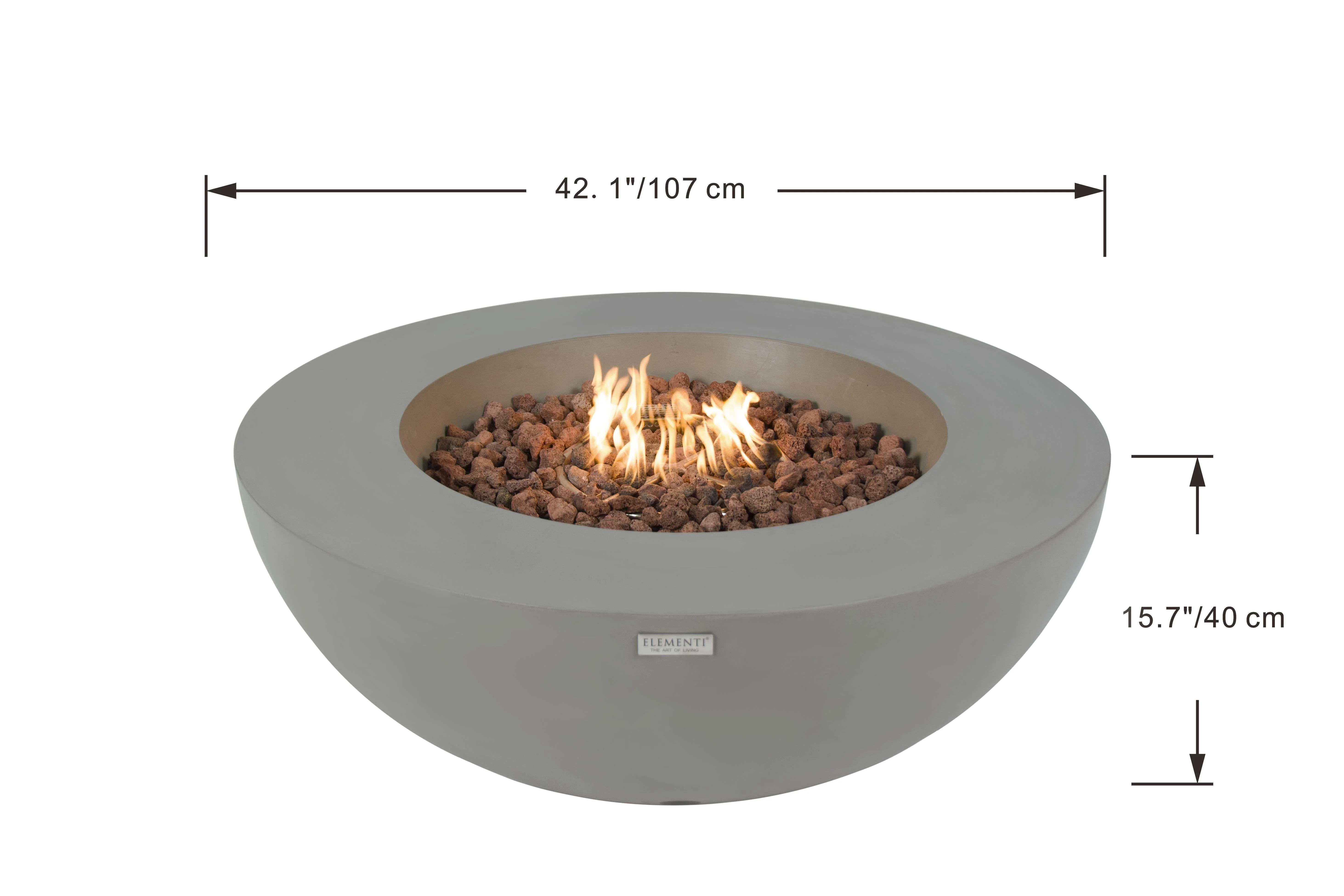 42" Round Lunar Concrete Fire Bowl by Elementi - Image 9
